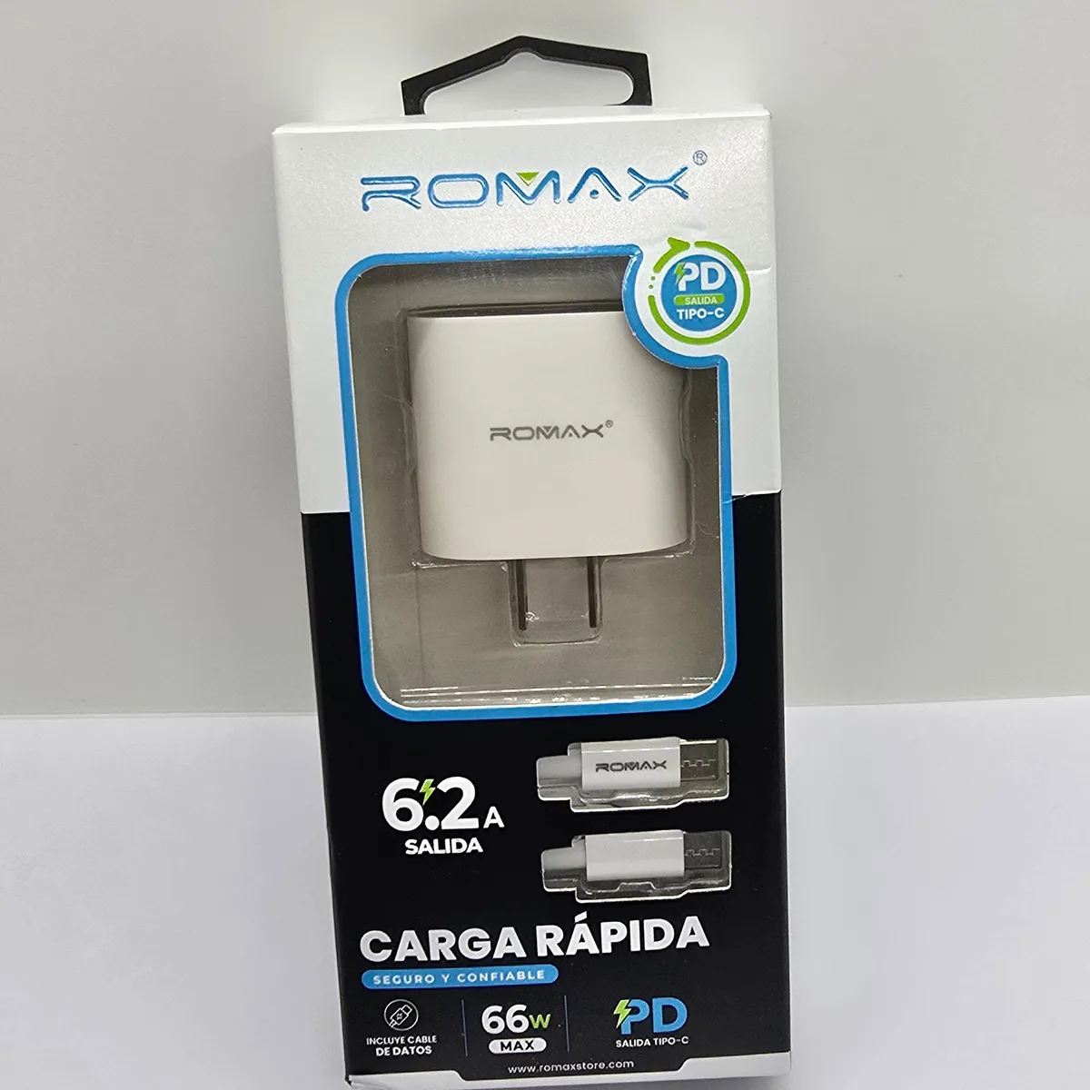 ROMAX - CARGADOR DE CELULAR ROMAX 66W 62A TYPE-C