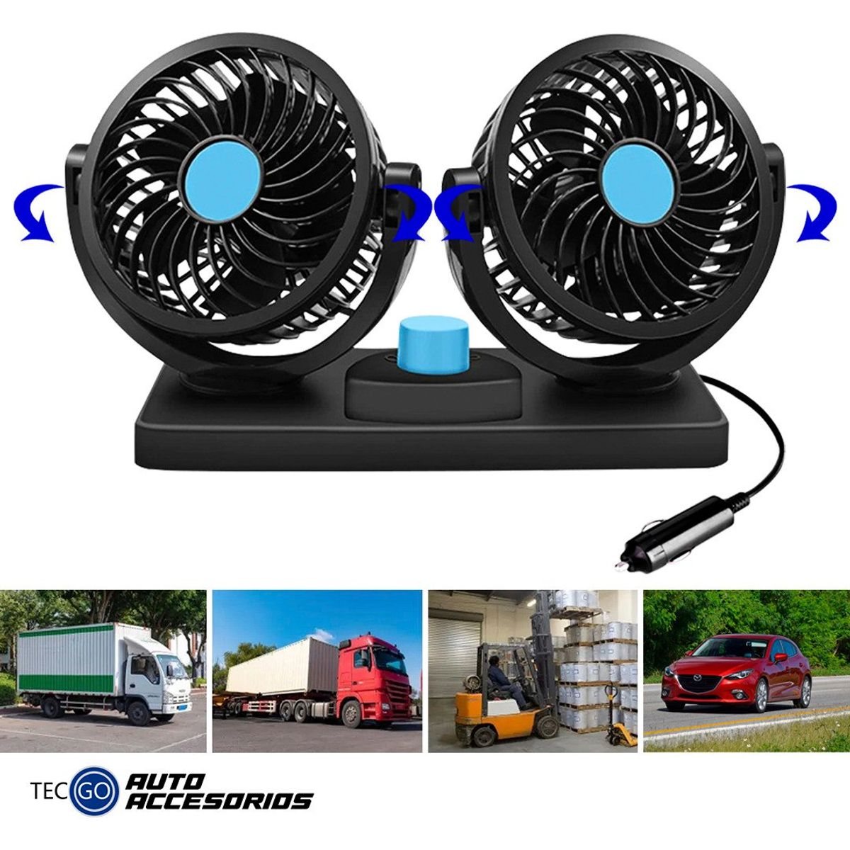 GENERICO - VENTILADOR PARA AUTO DOBLE CARA