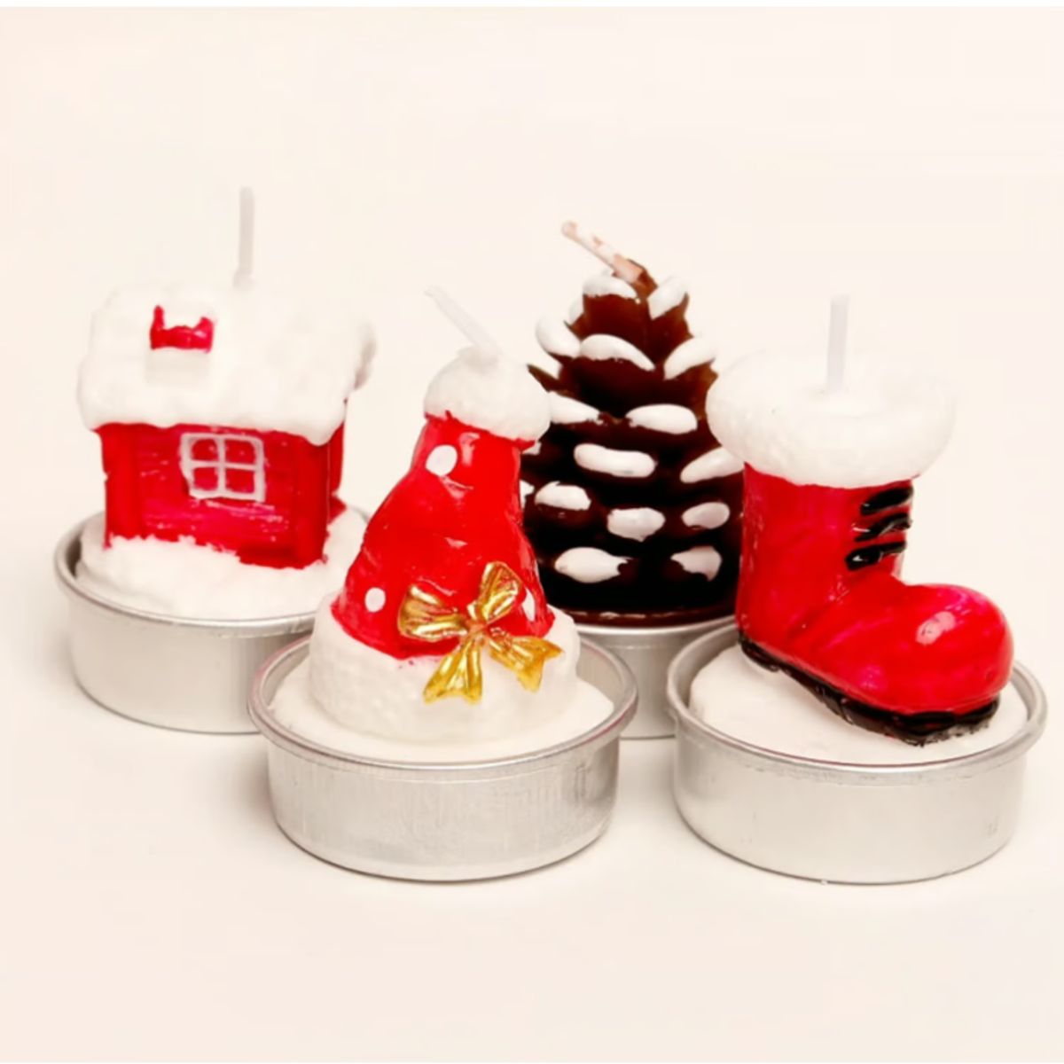 GENERICO - Set de 6 - Velas Navideñas luces para navidad de Parafina