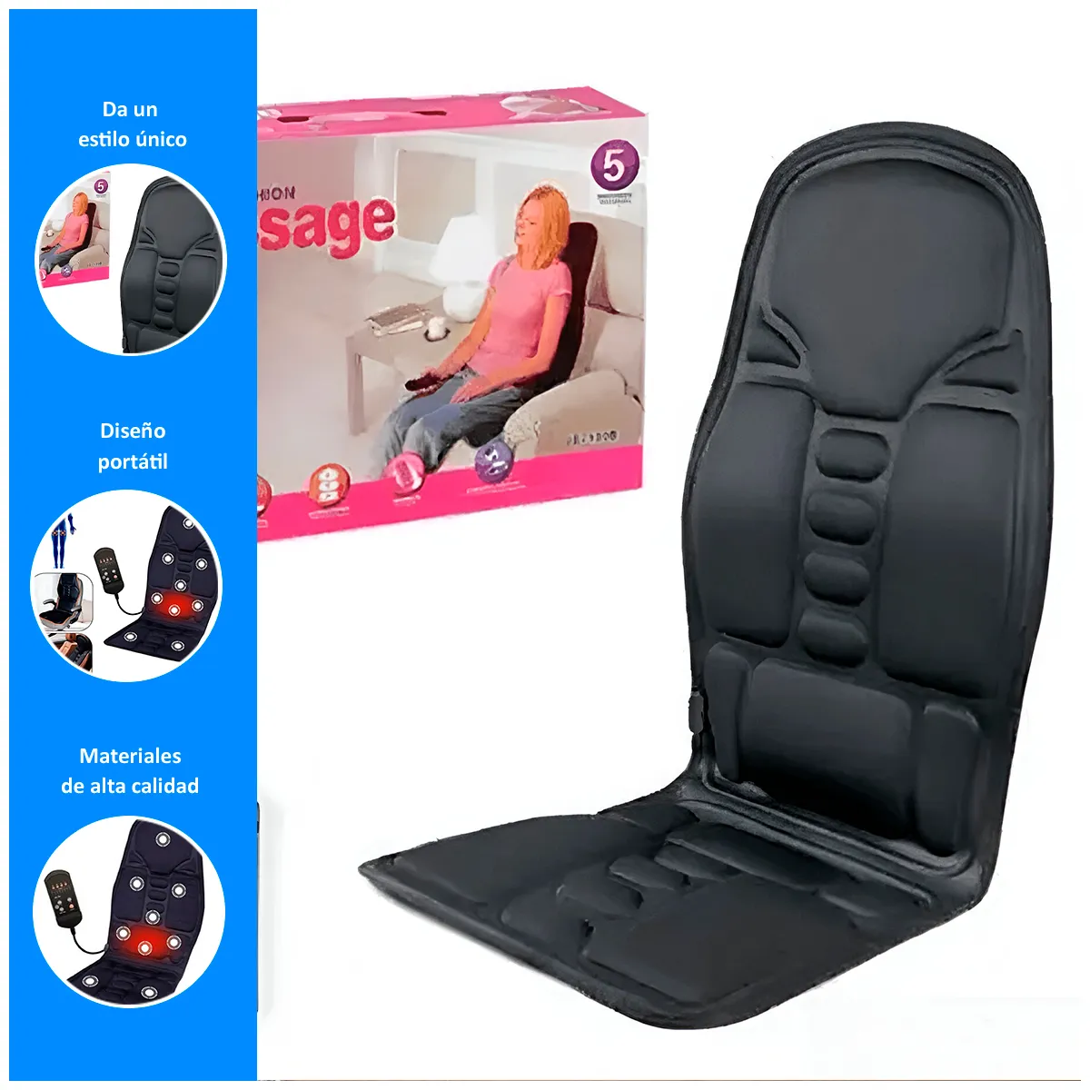 GENERICO - Asiento Masajeador Robot Massage 5 Auto y Casa + Control