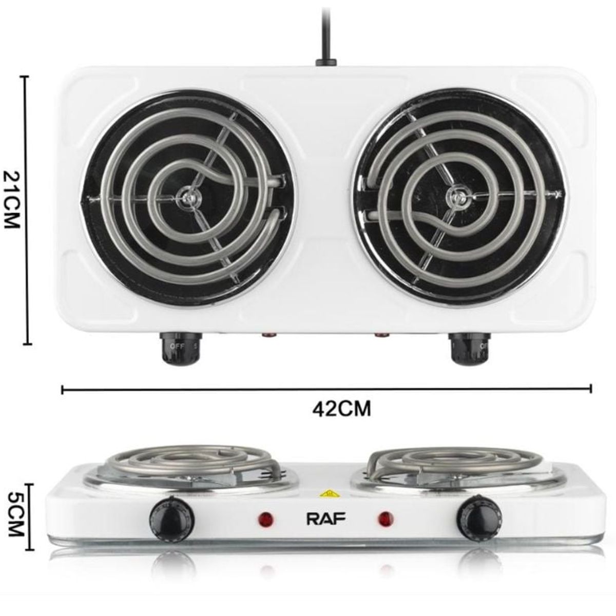 RAFF - COCINA DE DOS HORNILLAS  RAF 2000W 2 HORNILLAS.