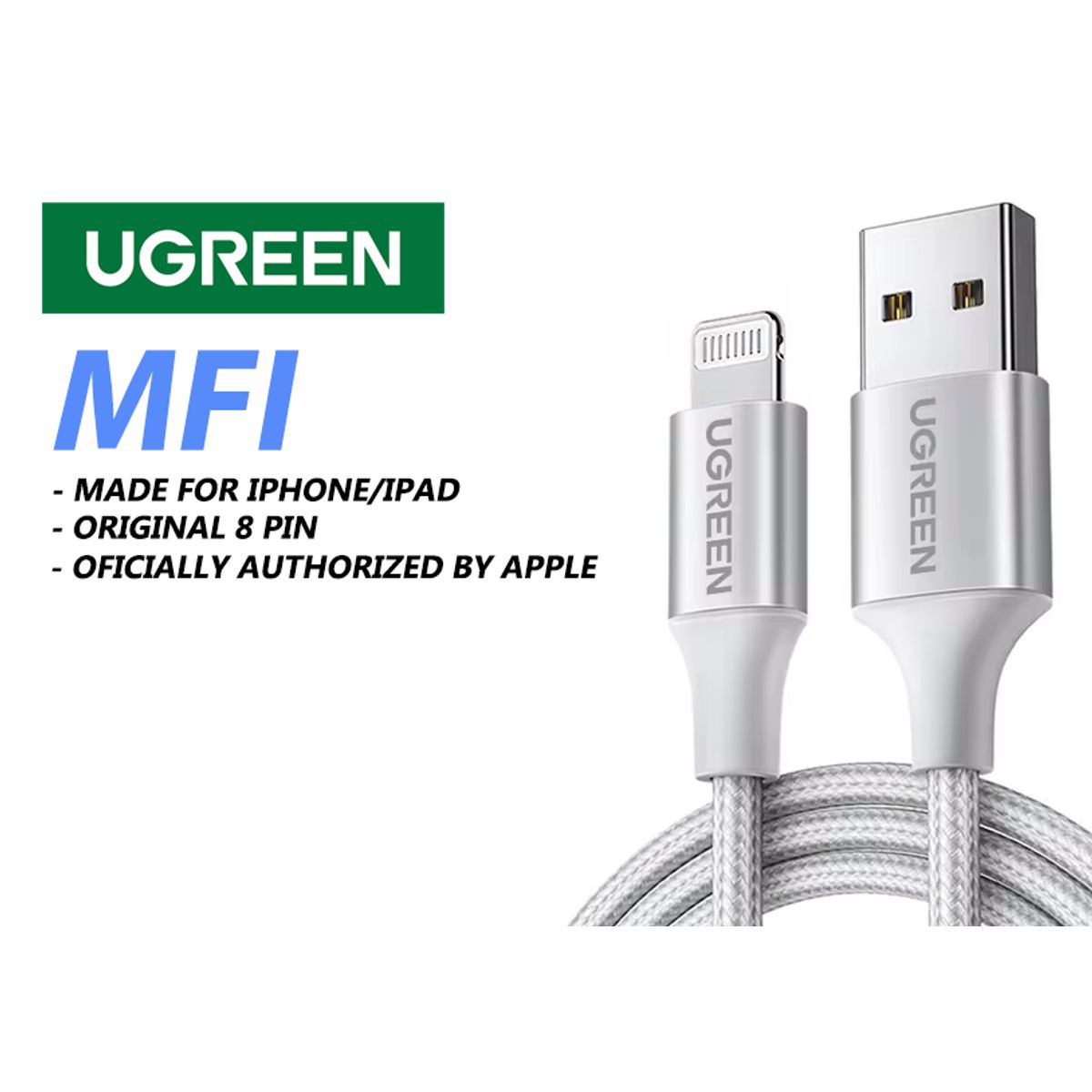 UGREEN - Cable de Carga Rapida USB a Lightning para iPhone  Ipad - UGREEN