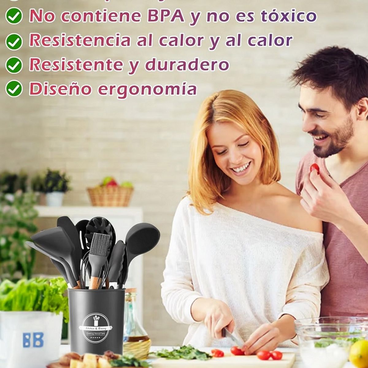 GENERICO - Juego De Utensilios De Cocina De Colores 12 Pcs Color Gris