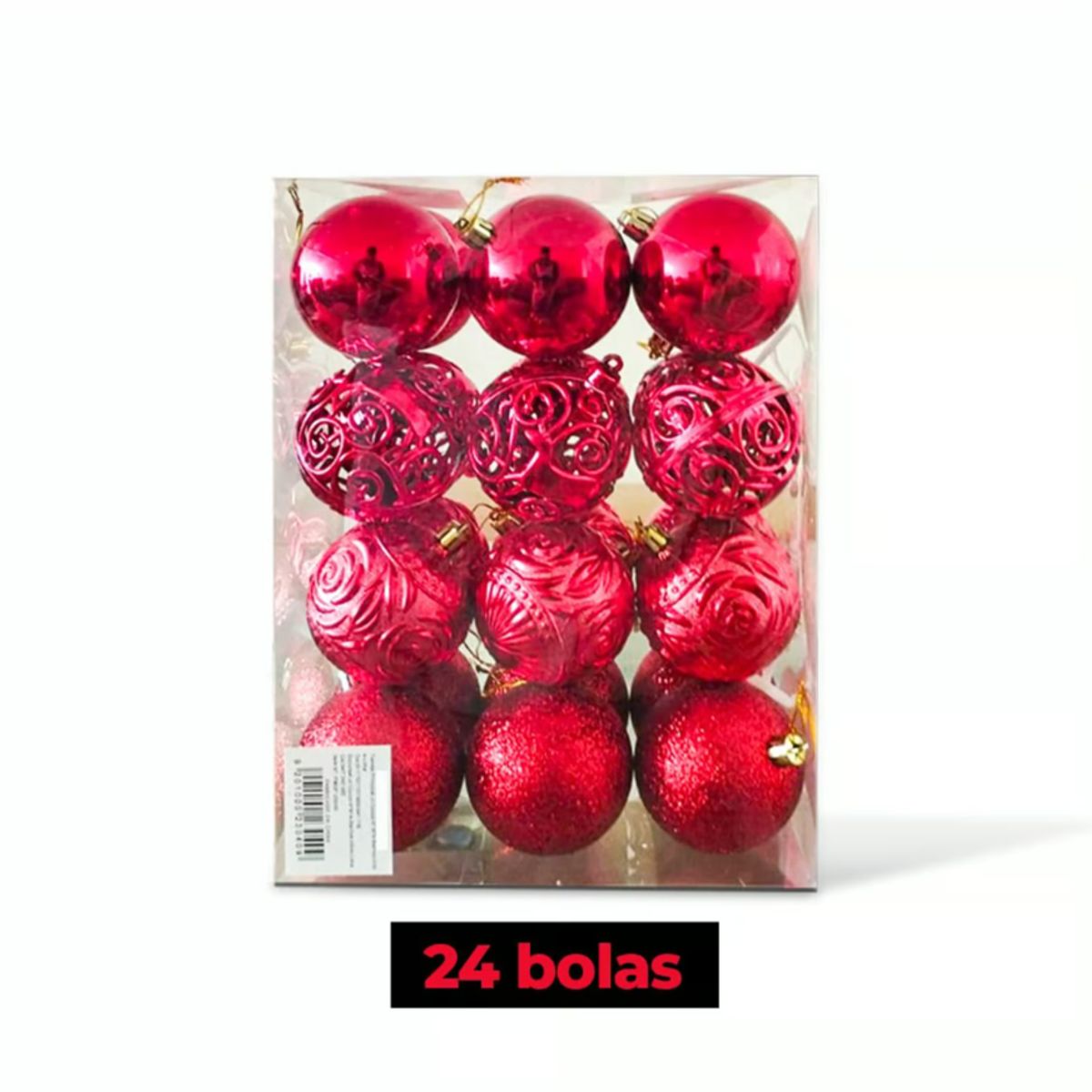 GENERICO - SET DE BOLAS NAVIDEÑAS ROJAS X24 UND - 6 CM
