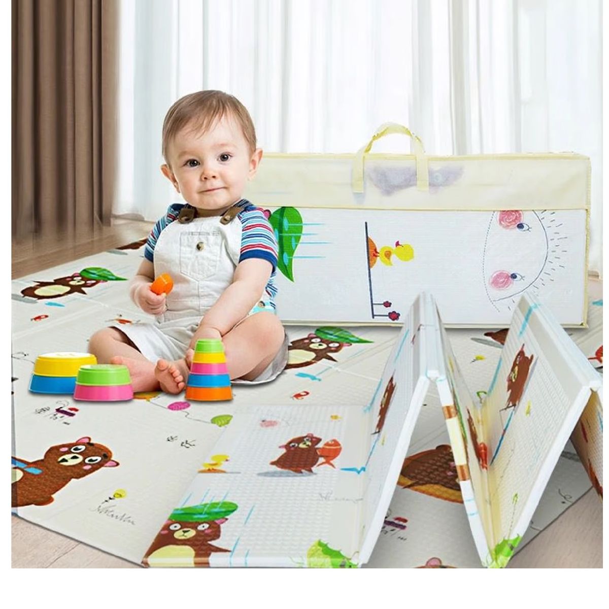 GENERICO - PISO ALFOMBRA PLEGABLE REVERSIBLE  ANTICAIDAS PARA BEBES