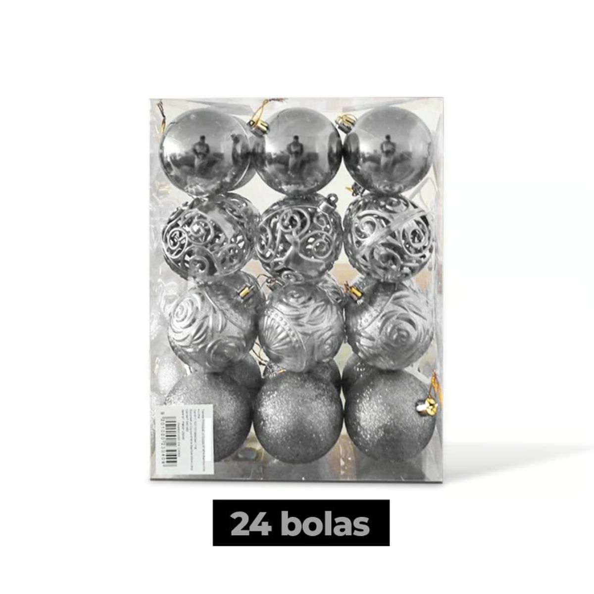 GENERICO - SET DE BOLAS NAVIDEÑAS PLATEADAS X24 UND - 6 CM