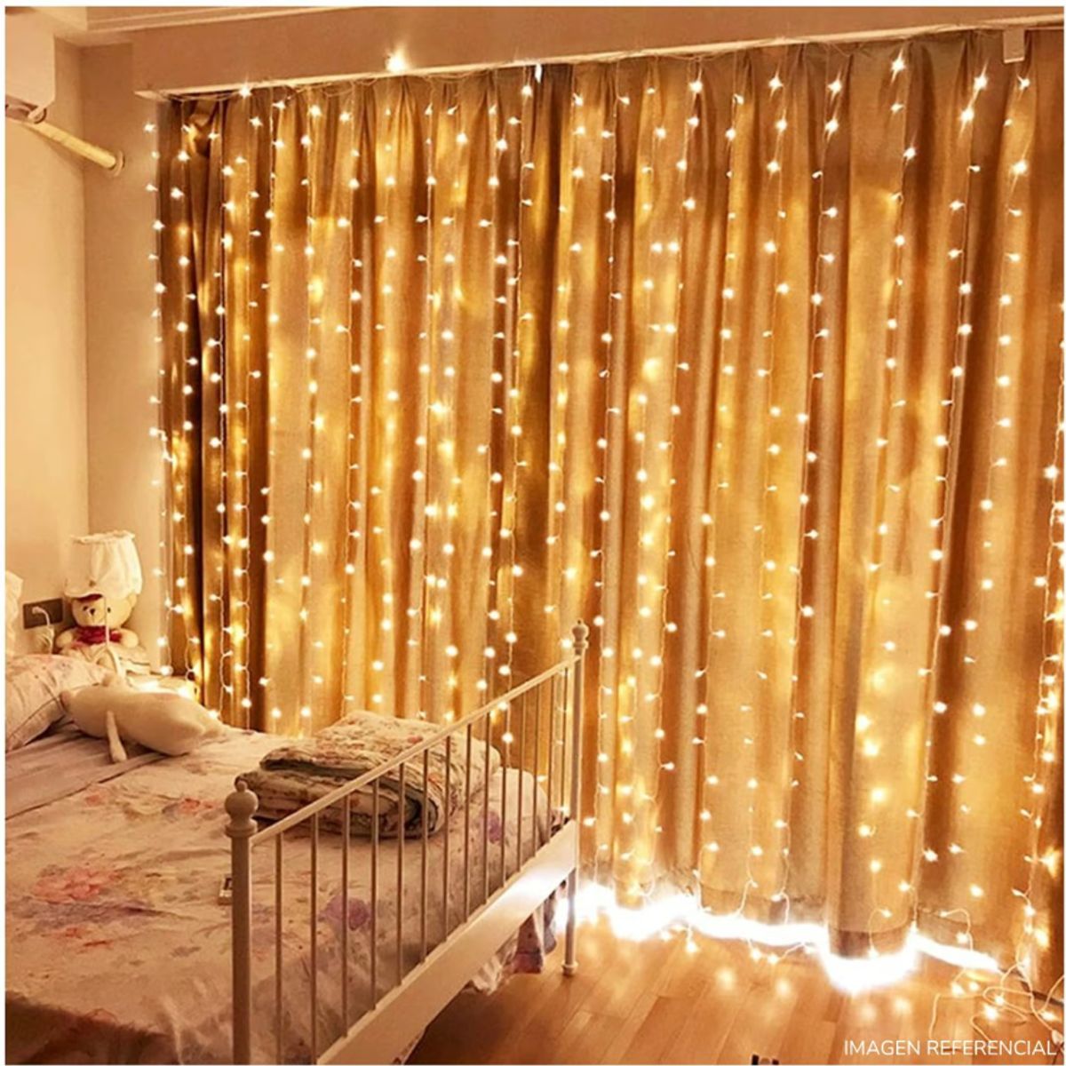 GENERICO - Cortina Tira de 320 Luces LED Navideñas Cálidas 3m x 3m