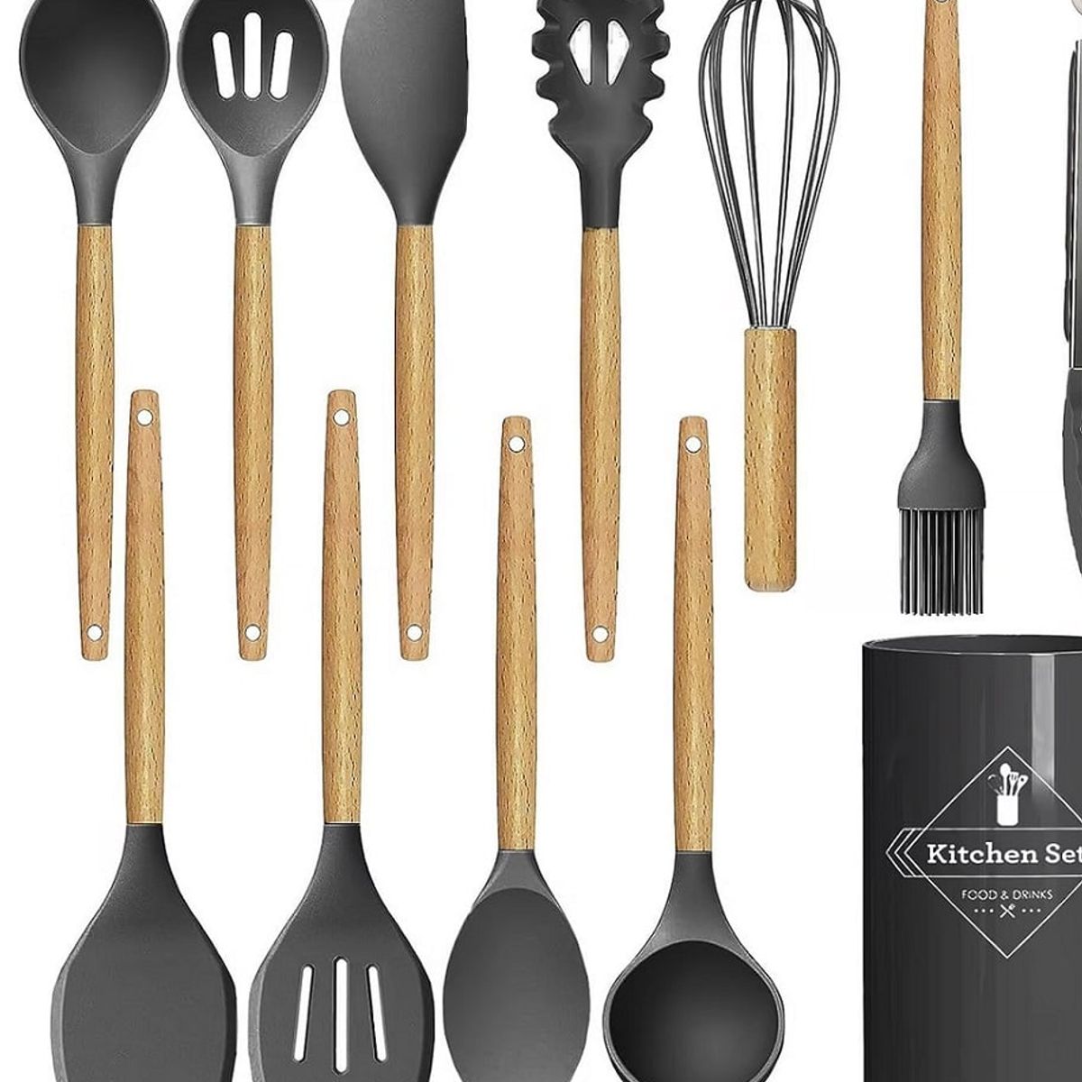 GENERICO - Juego De Utensilios De Cocina De Colores 12 Pcs Negro