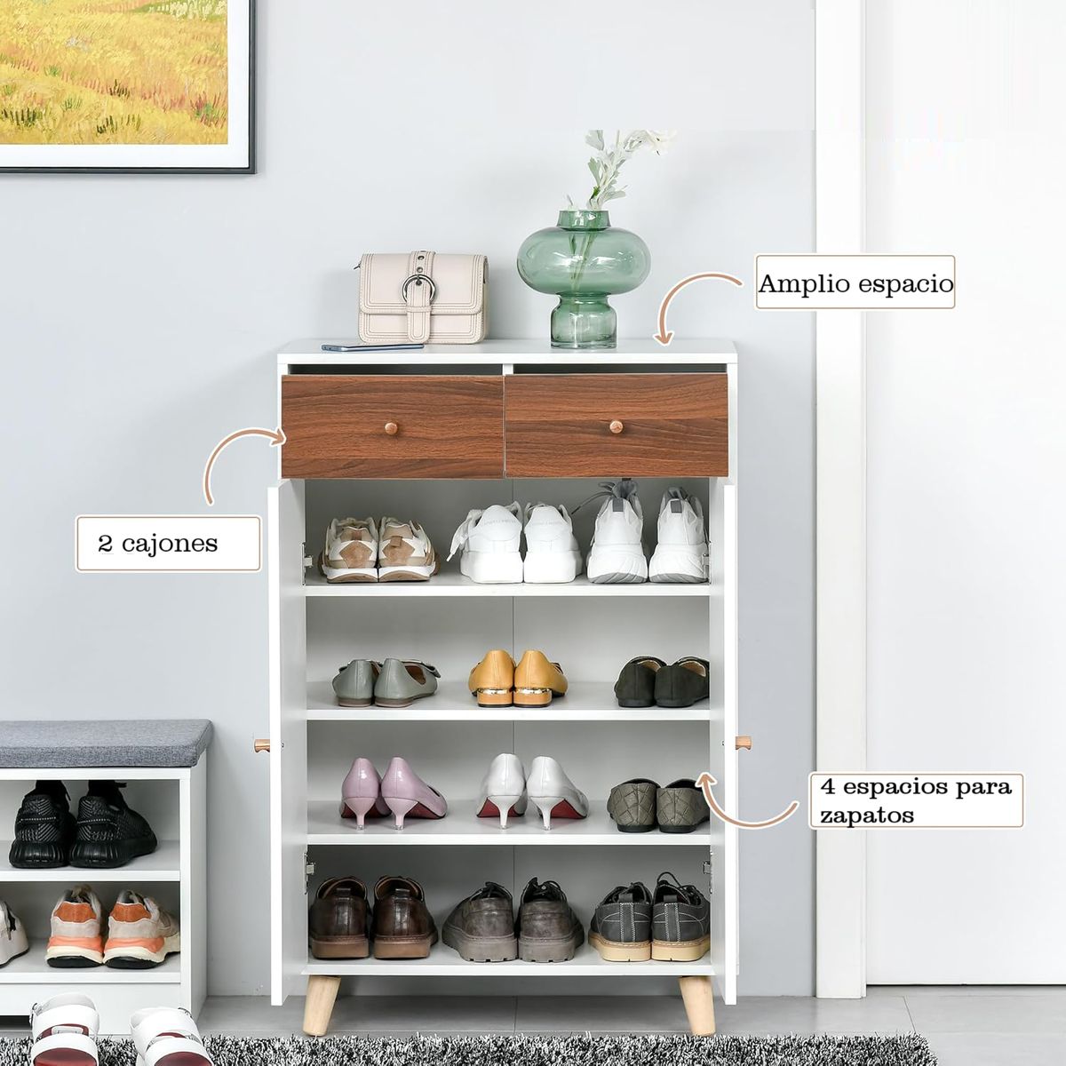 GENERICO - Zapatera con 2cajones Bowen Blanco Amore Home