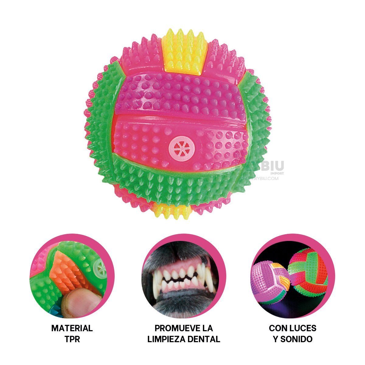 RYBIU IMPORT - Pelota para Perros Divertidos Rosado Y+Regalo Agendita