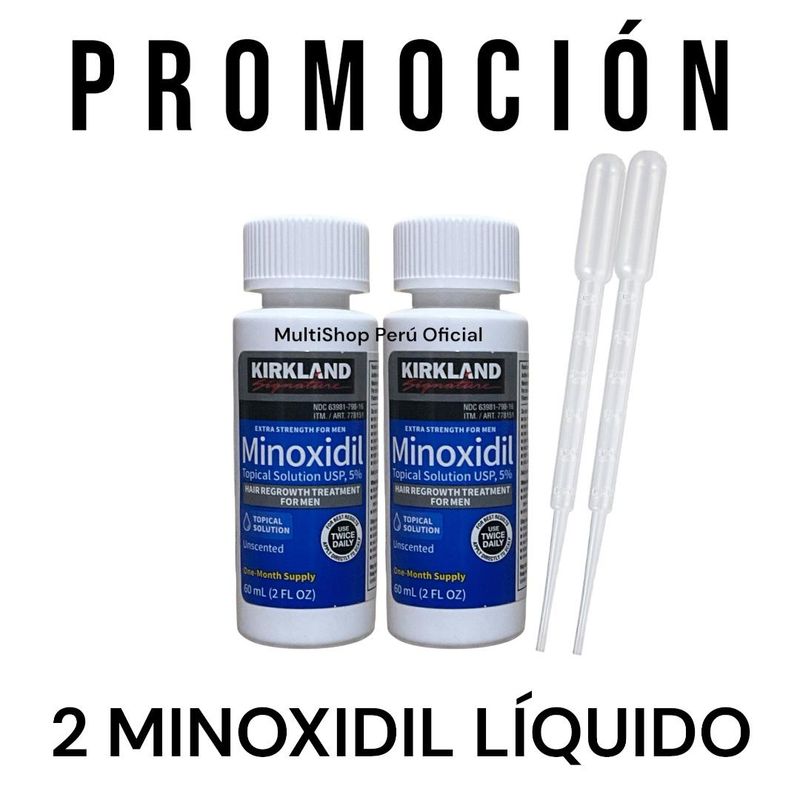 KIRKLAND - 2 Minoxidil Liquido al 5%  - 60 gr - NUEVA PRESENTACION