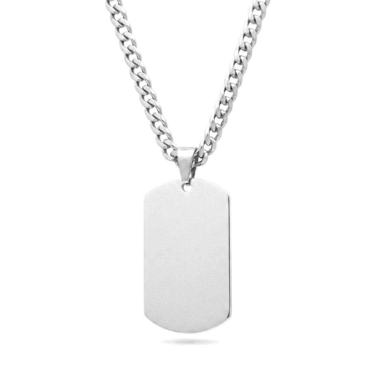 GENERICO - Collar Placa Militar de Acero Inoxidable con Cadena Cubana Lomo de Corvina Estilo Urbano para Hombre