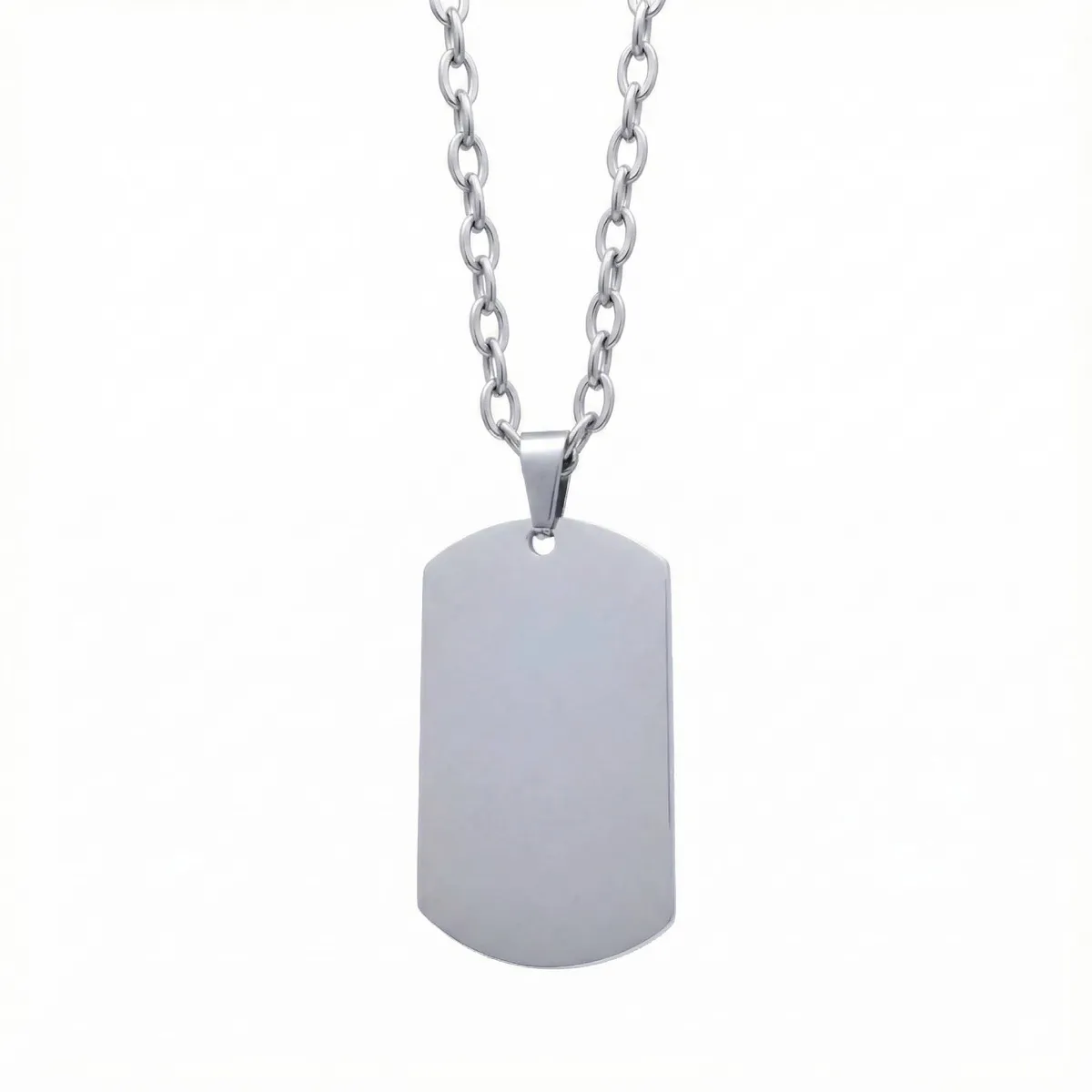 GENERICO - Collar Cadena de eslabones + Placa Militar de acero inoxidable antialérgico para Hombre