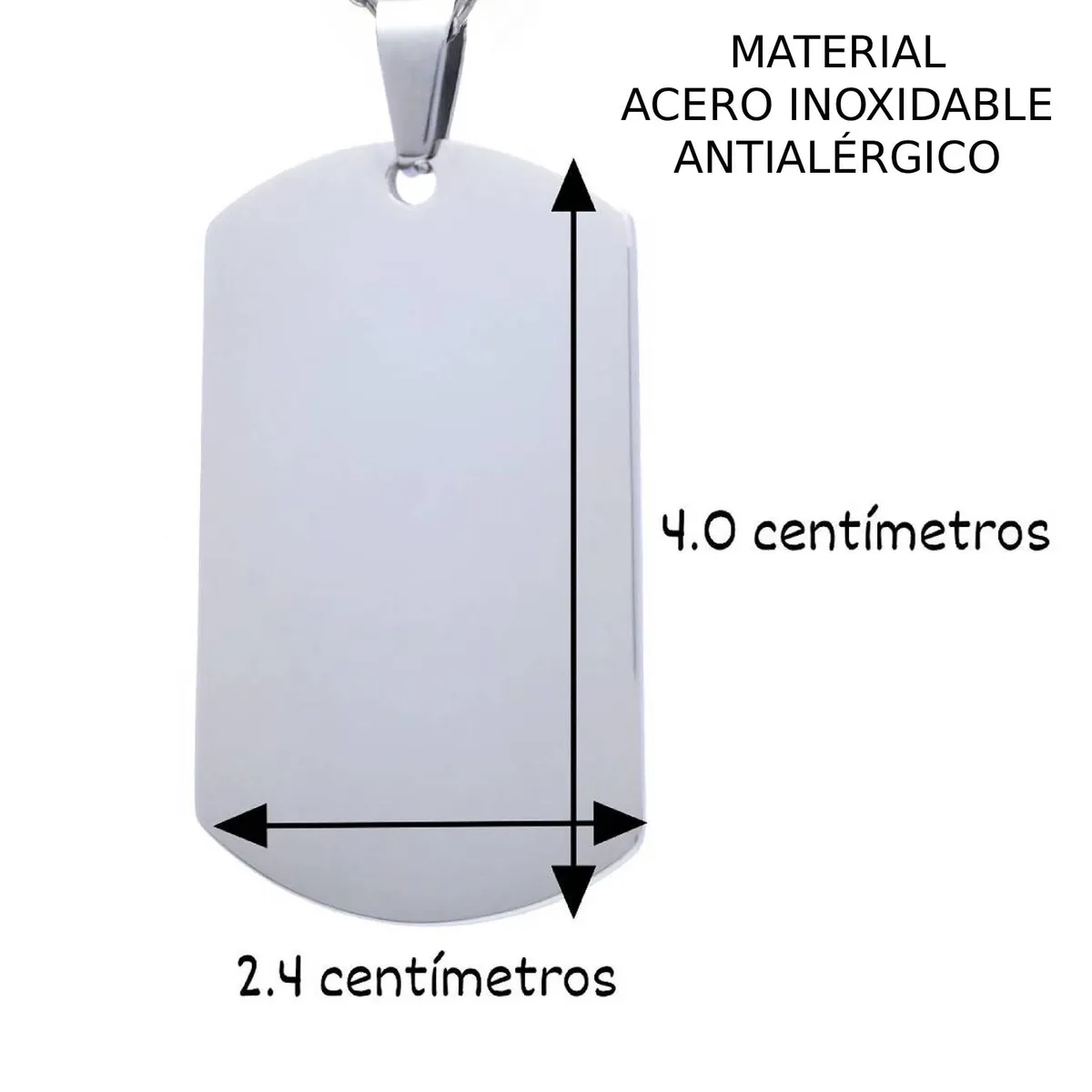 GENERICO - Collar Cadena de eslabones + Placa Militar de acero inoxidable antialérgico para Hombre