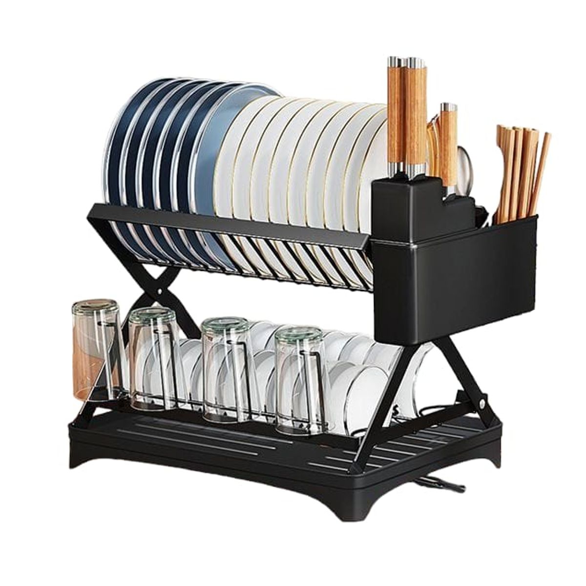 GENERICO - nuevo escurridor de platos de 2 niveles con drenaje movible