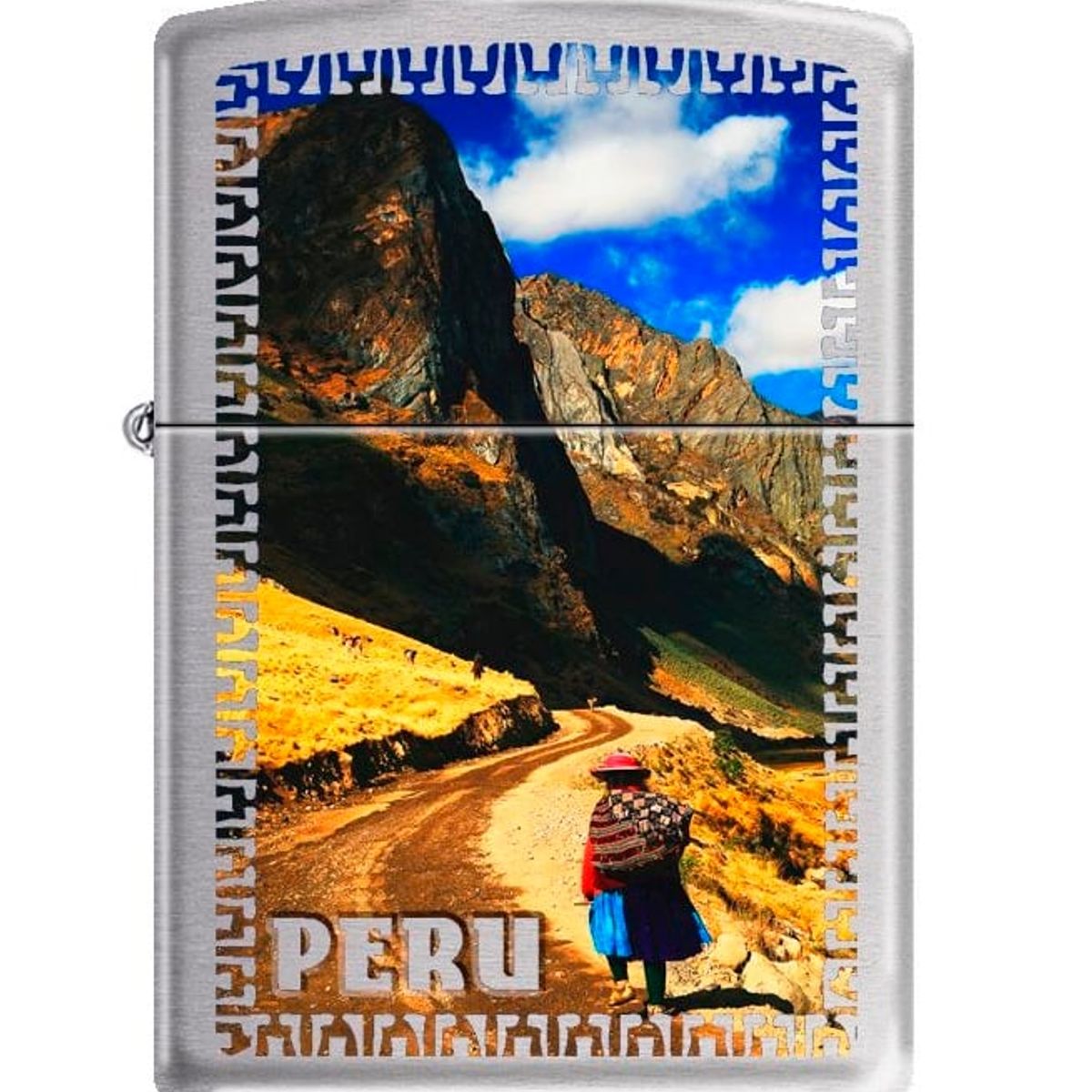 ZIPPO - Encendedor Zippo Brushed Chrome Peruvian Lady Mujer Típico