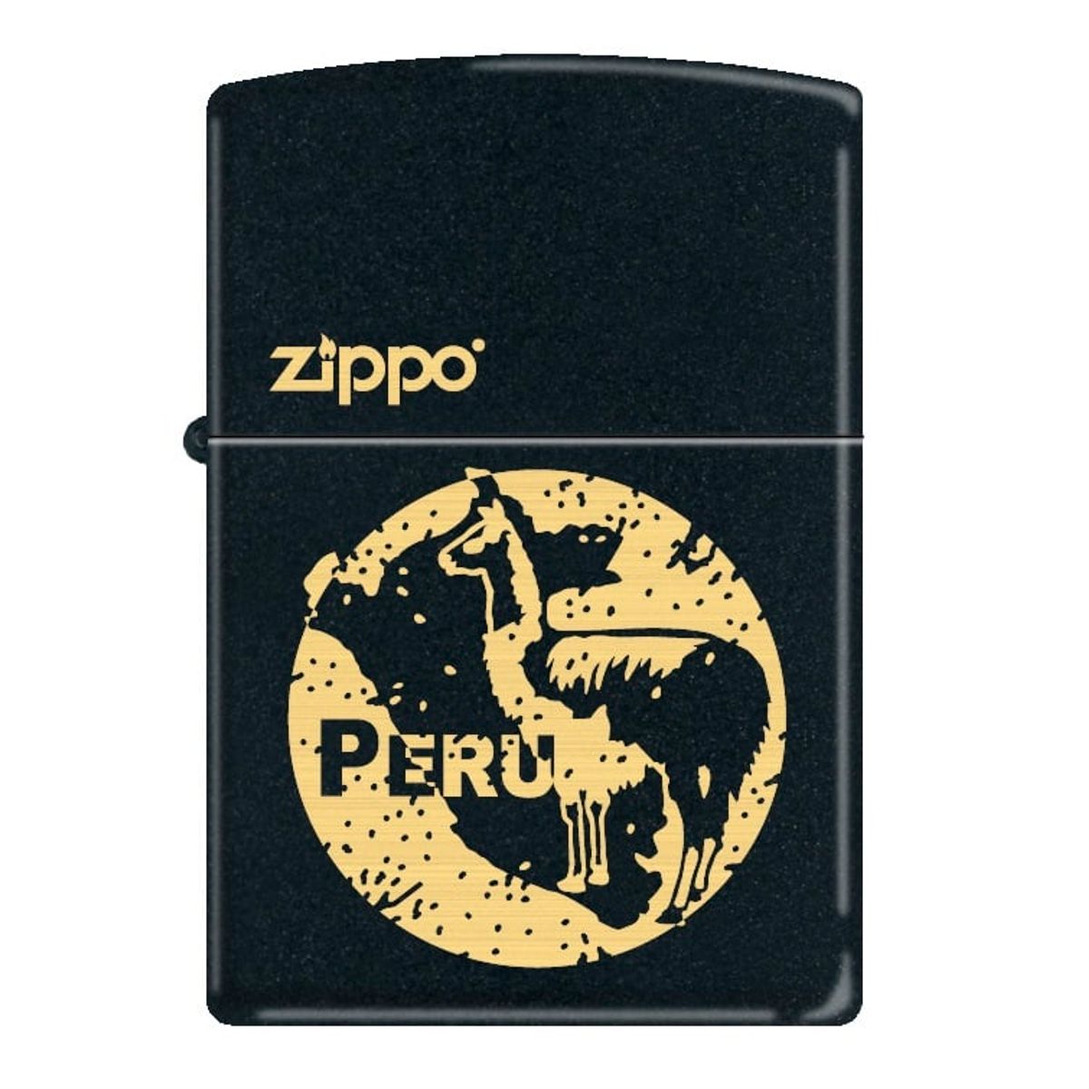 ZIPPO - Encendedor Zippo Black Matte Perú Llama