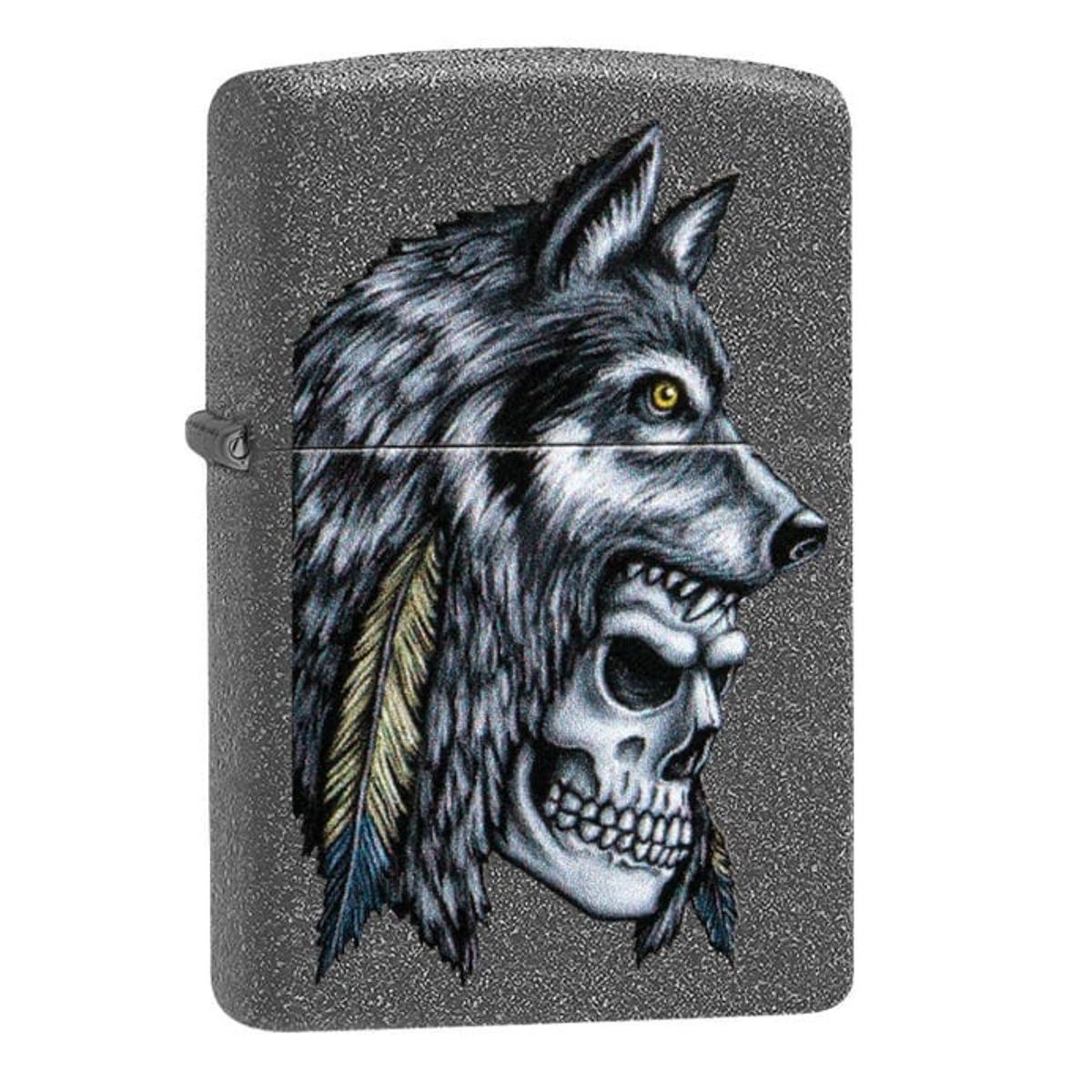 ZIPPO - Encendedor Zippo Wolf Skull Feather Design