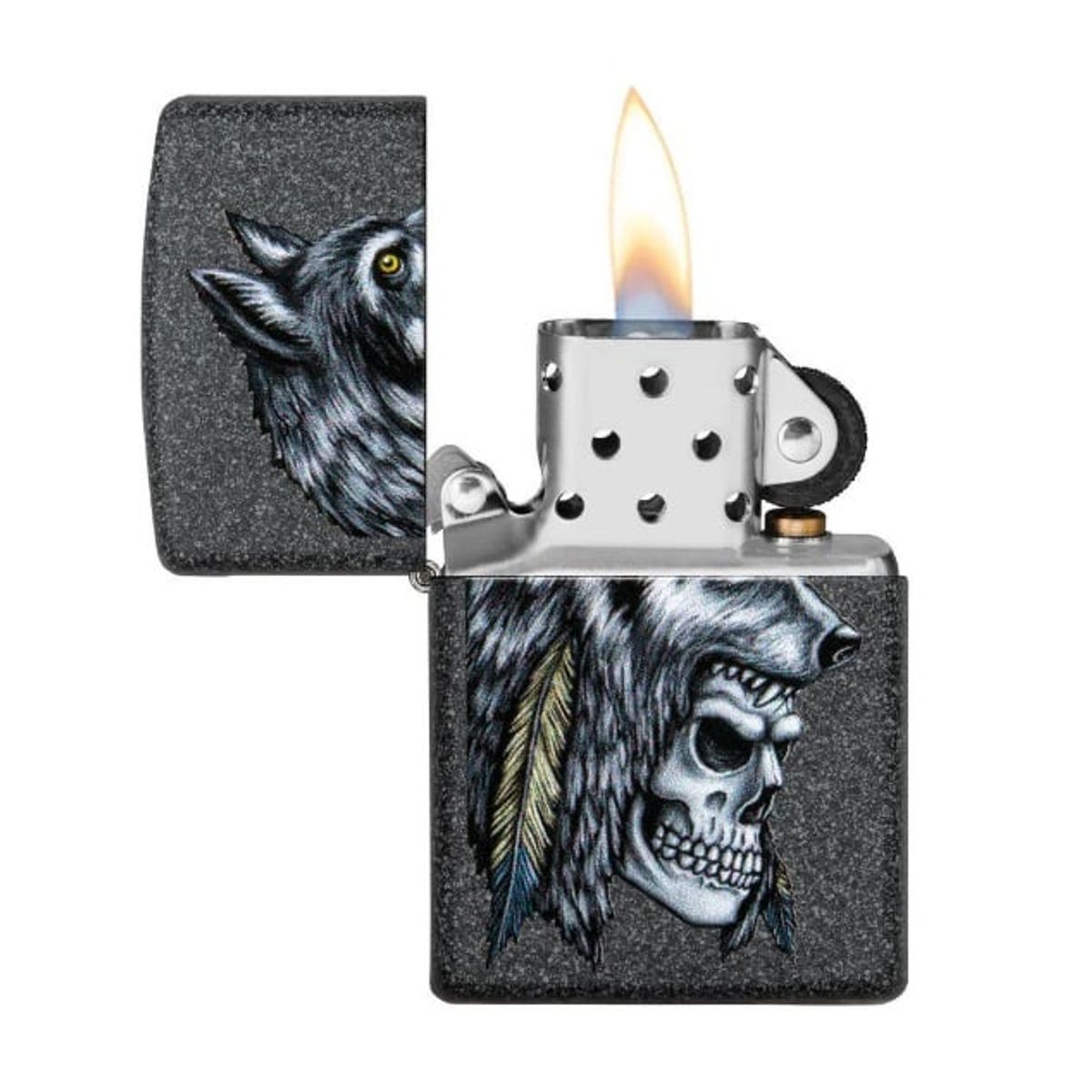 ZIPPO - Encendedor Zippo Wolf Skull Feather Design