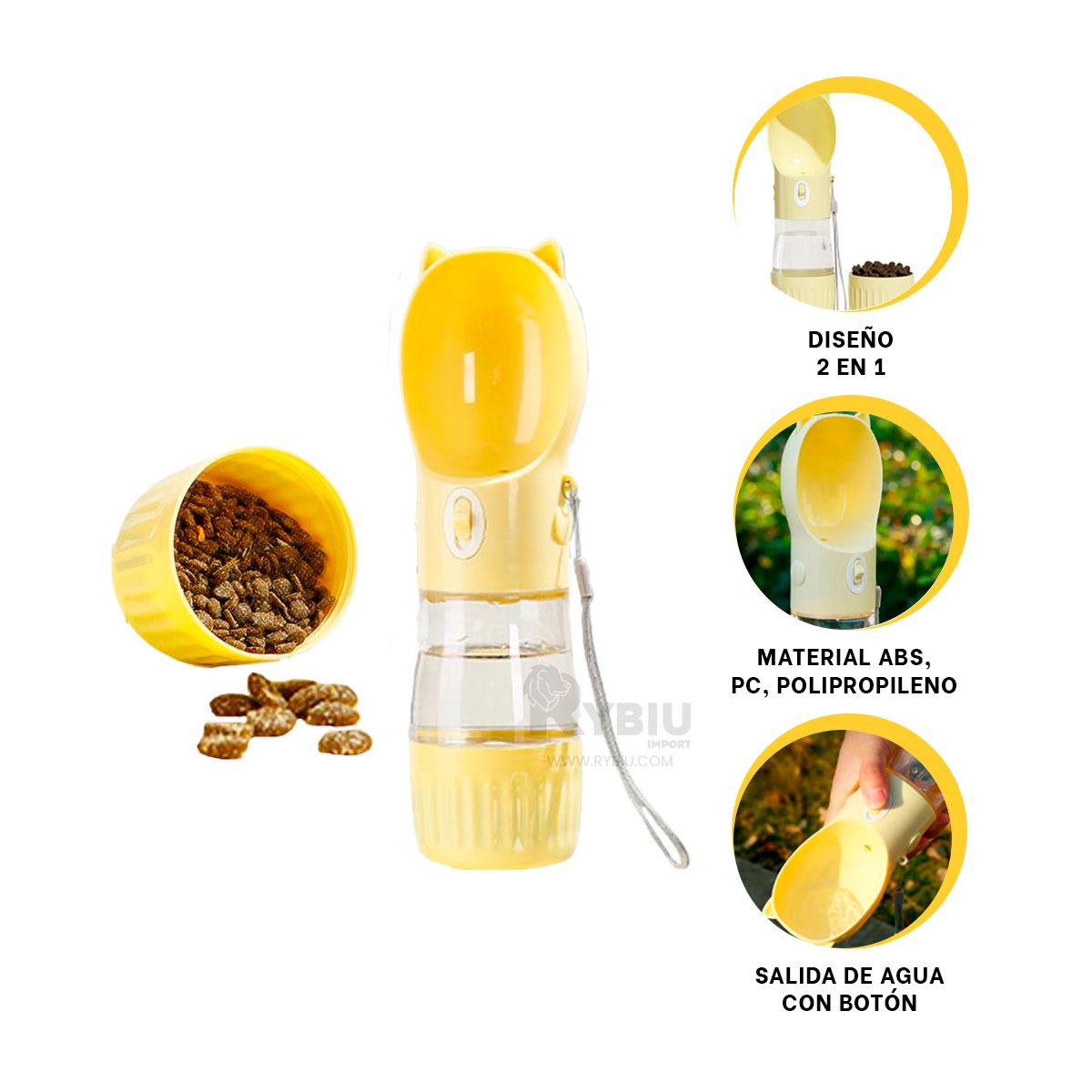 GENERICO - Botella Apta para Gatos Amarillo Y+Banderitas Adhesivas