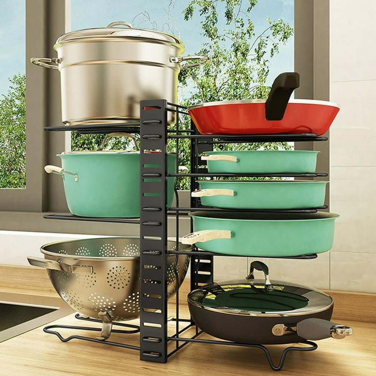 GENERICO - organizador de olla y sartenes de 8 niveles