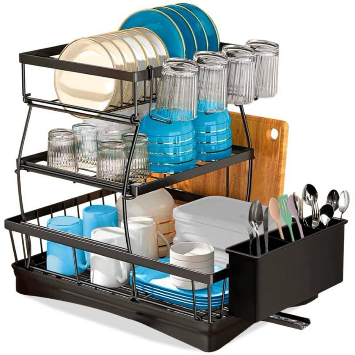 GENERICO - nuevo escurridor de platos de 3 niveles con drenaje