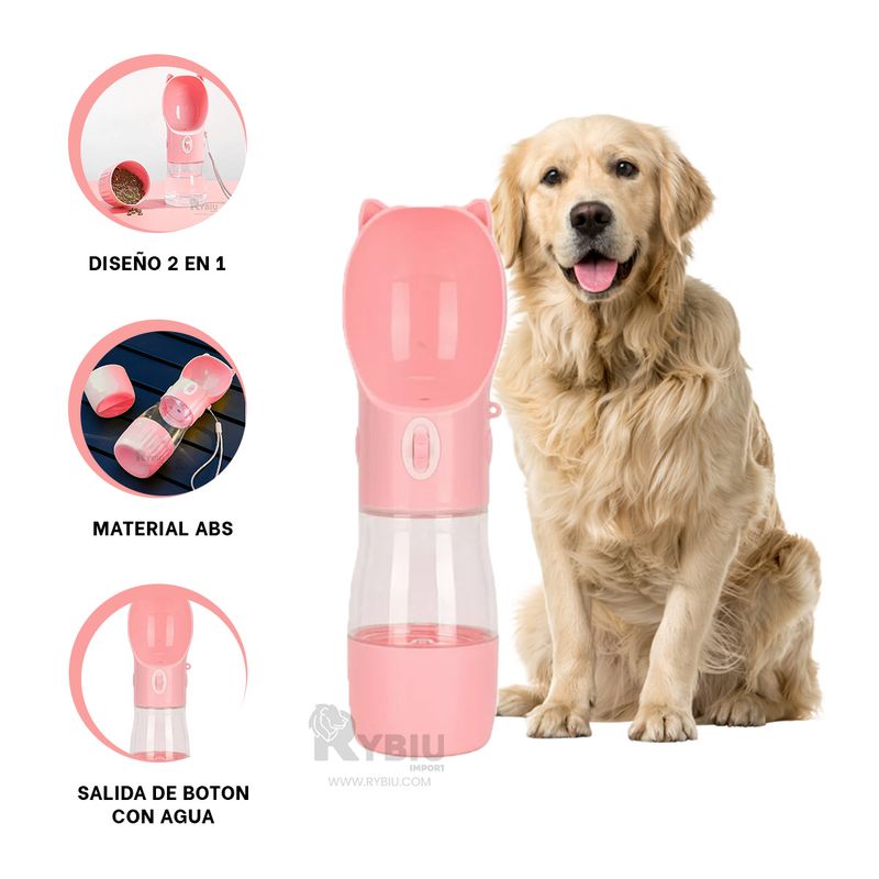 RYBIU IMPORT - Bebedero Moderno para Gato de Tono Rosado Y+Gift Stickers