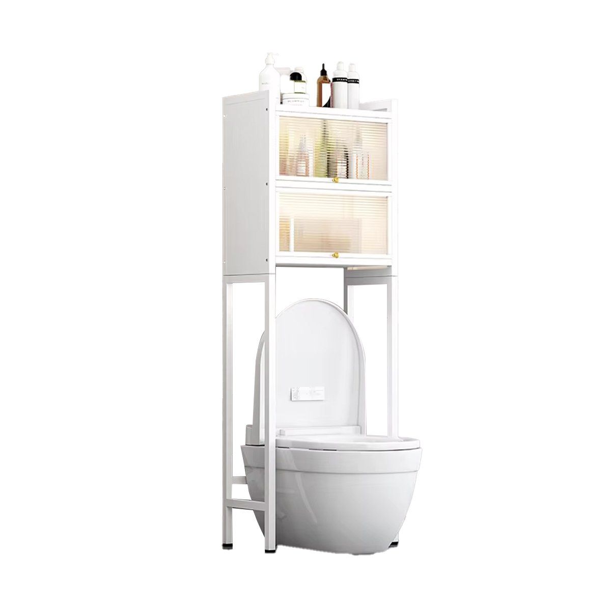 GRETAIL - Estante Organizador Para Baño Premium Puertas New 3 Niveles Blanco