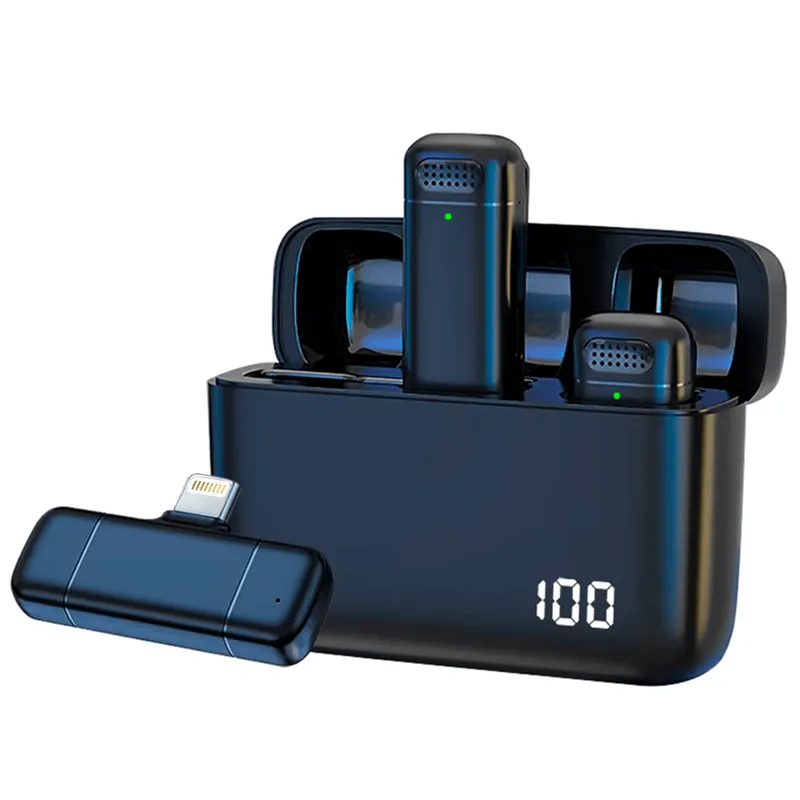 GENERICO - Microfono para Iphone Profesional Inalámbrico Lightning Negro