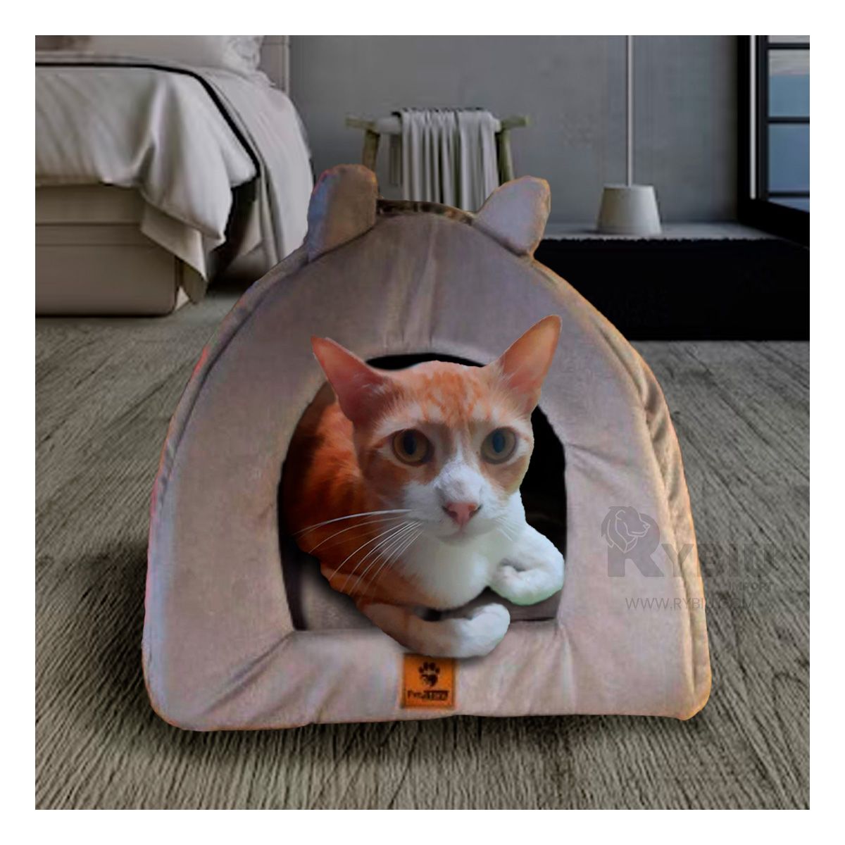 GENERICO - Colchon Lavable de Tela en Iglu de Color Plomo Y+Stickers