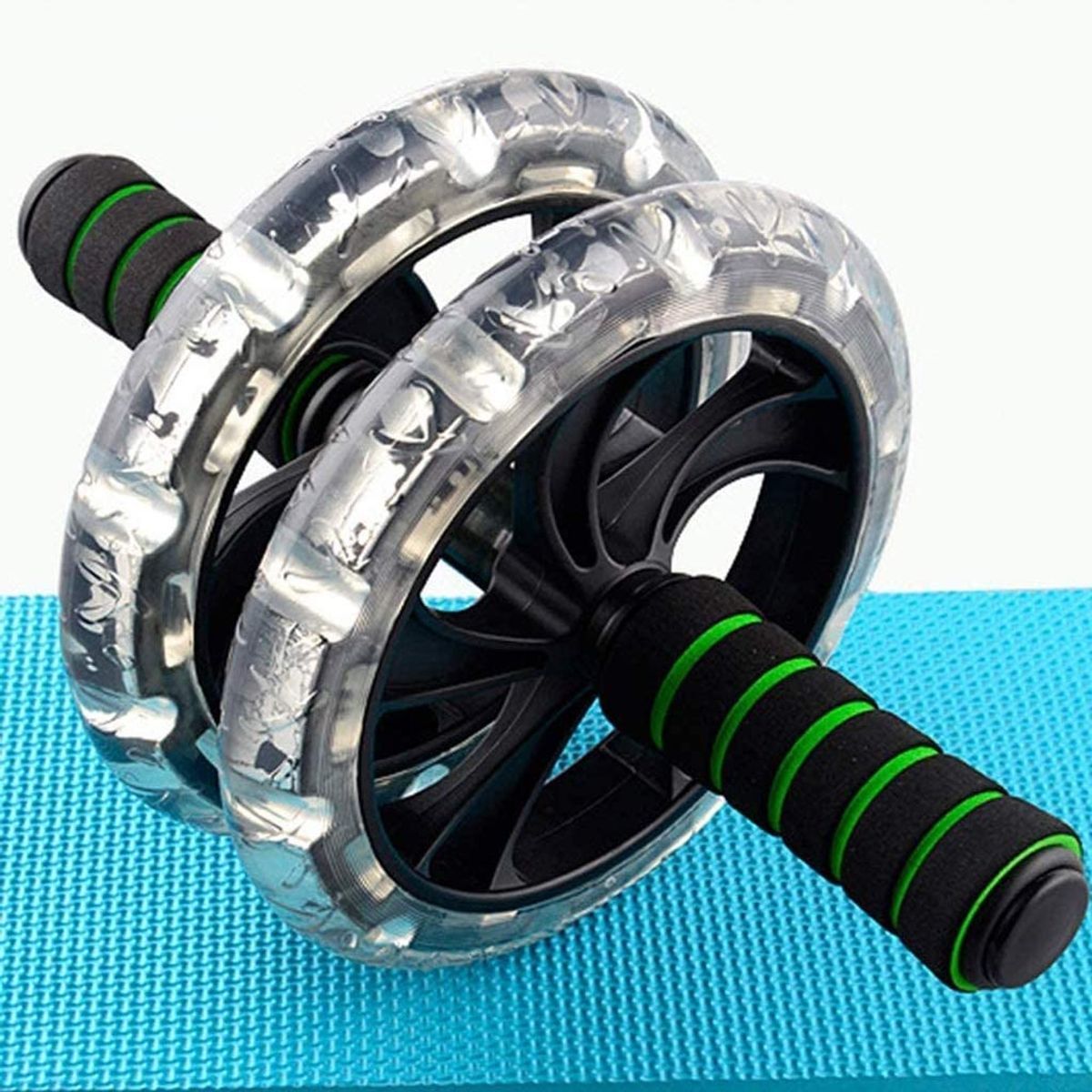 ALPHA GYM - Rueda abdominal doble llanta  tapete Acrilica