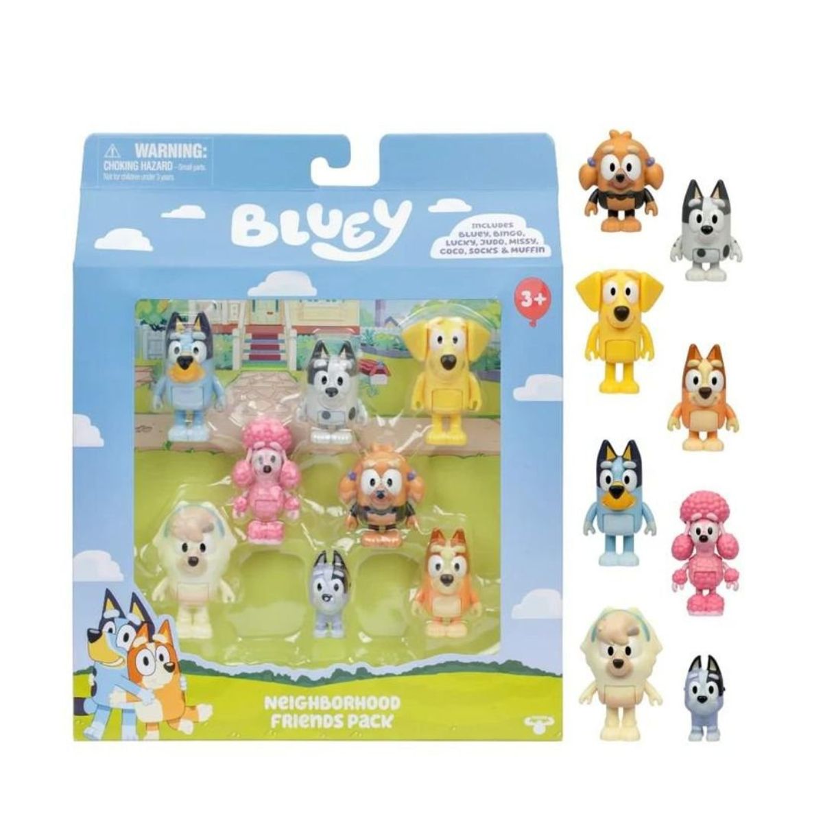BLUEY - Pack 8 Figuras Bluey Amigos De Vecindario
