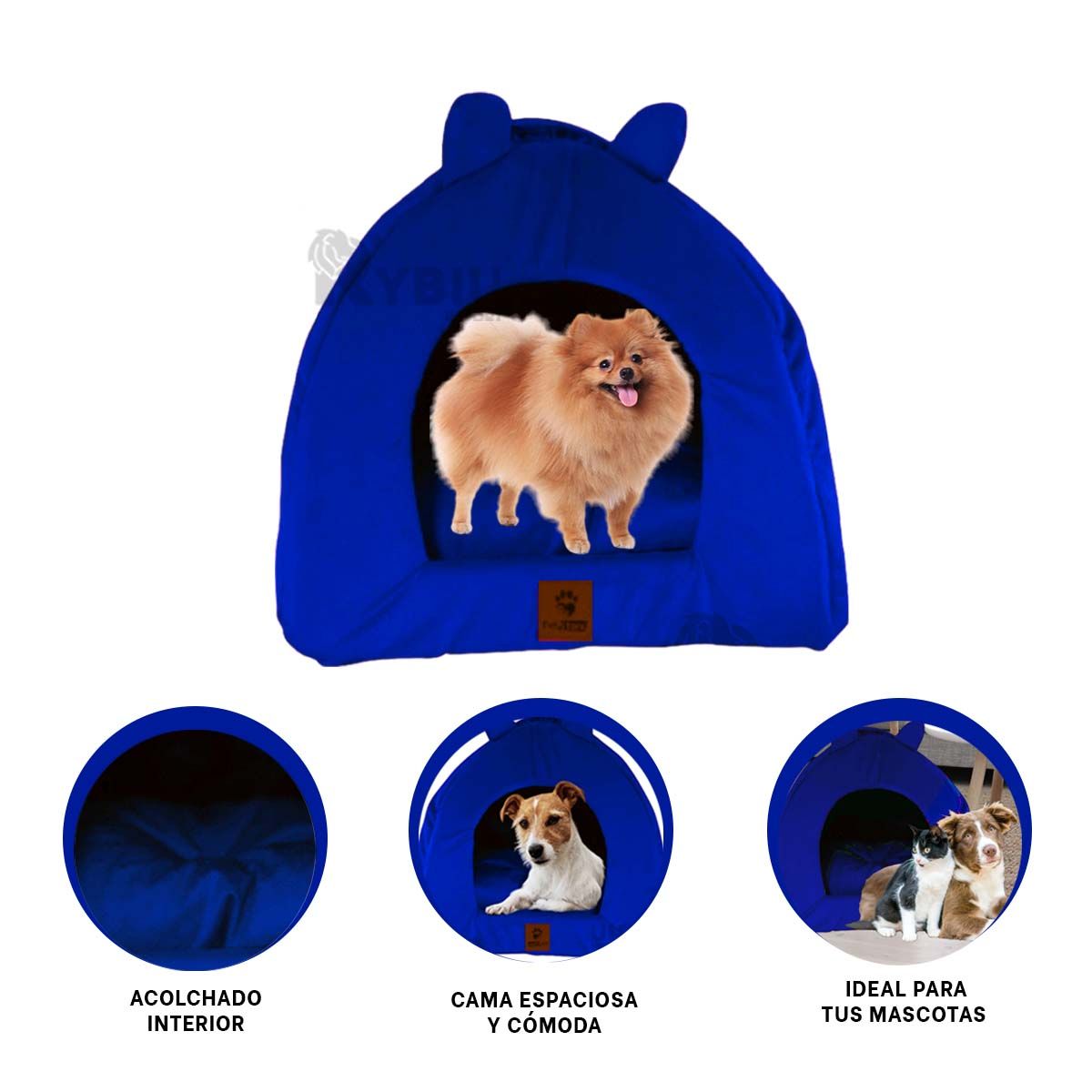 RYBIU IMPORT - Casita Seguro para CanesTalla S Azul Rey Y+Post-it adhesivos