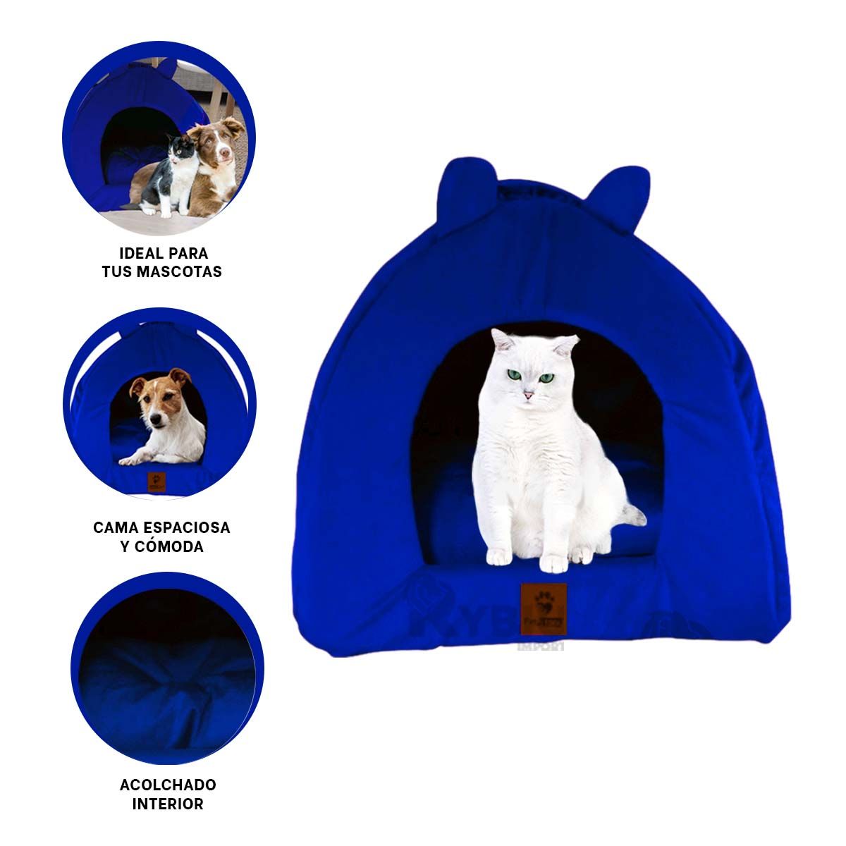 RYBIU IMPORT - Casita Lavable Talla S Azul Rey Y+Banderitas adhesivas