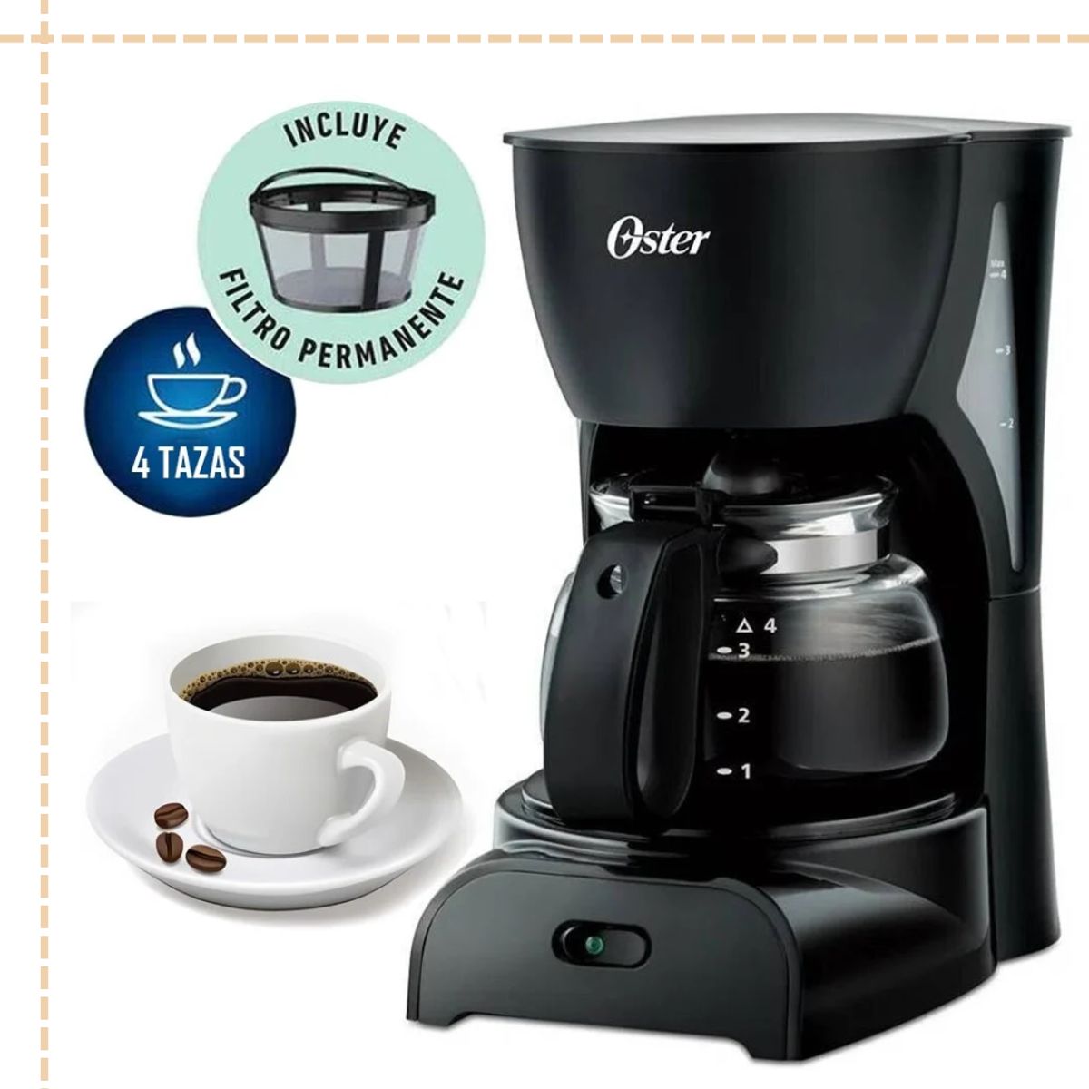 OSTER - Cafetera Electrica Oster 4 Tazas BVSTDCDR5N - NEGRO