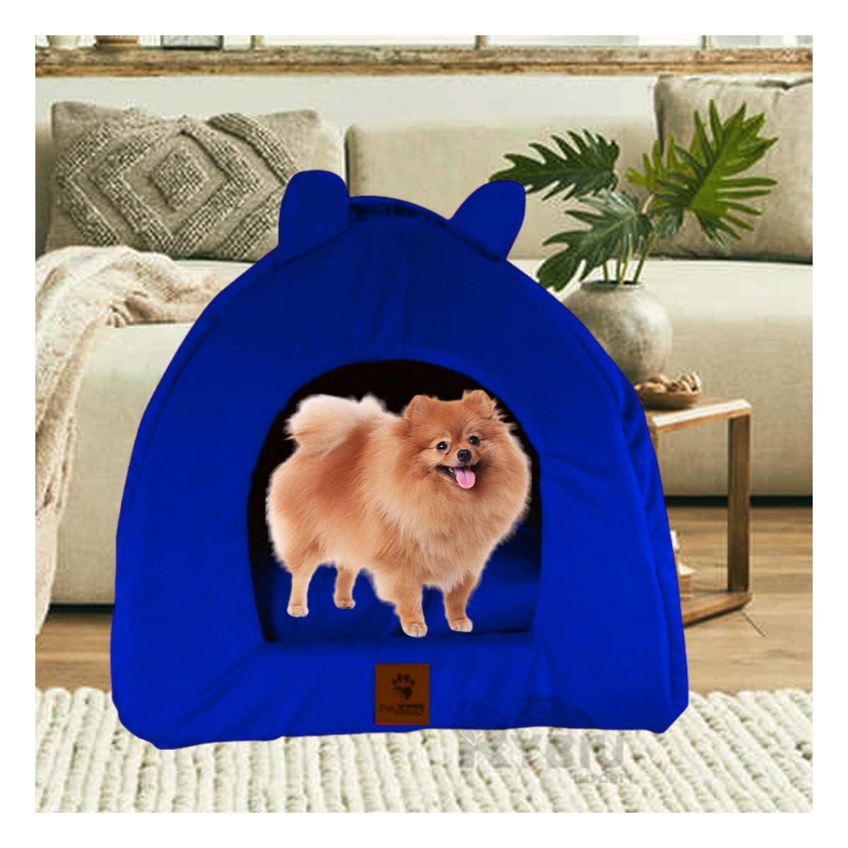 GENERICO - Cama de Perrro Iglu Talla S de Azul Rey Y+Papel de Regalo