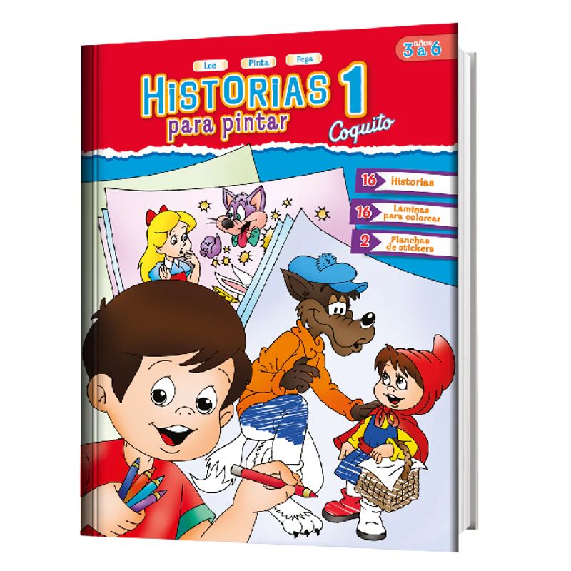 EDICIONES COQUITO - Libro Infantil Historias para pintar 1 (Capeructia Roja)