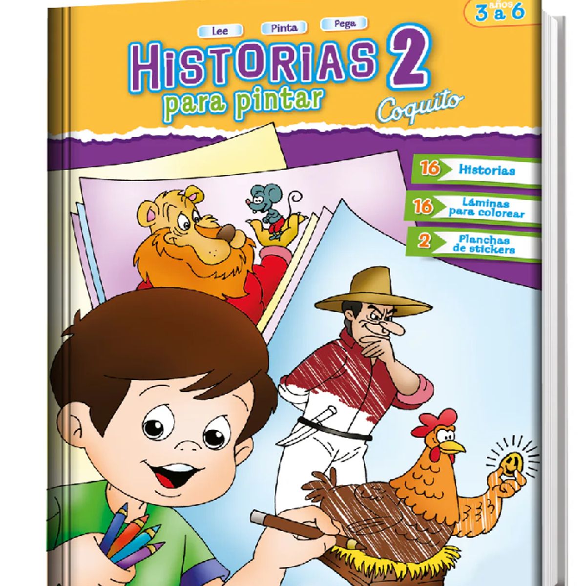 EDICIONES COQUITO - Libro Infantil Historias para pintar 2 (La Gallina de los huevos de oro)