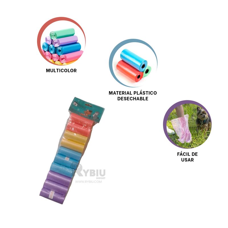 RYBIU IMPORT - Kit para Recoger Heces de Perros en Multicolor Y+MiniAgenda