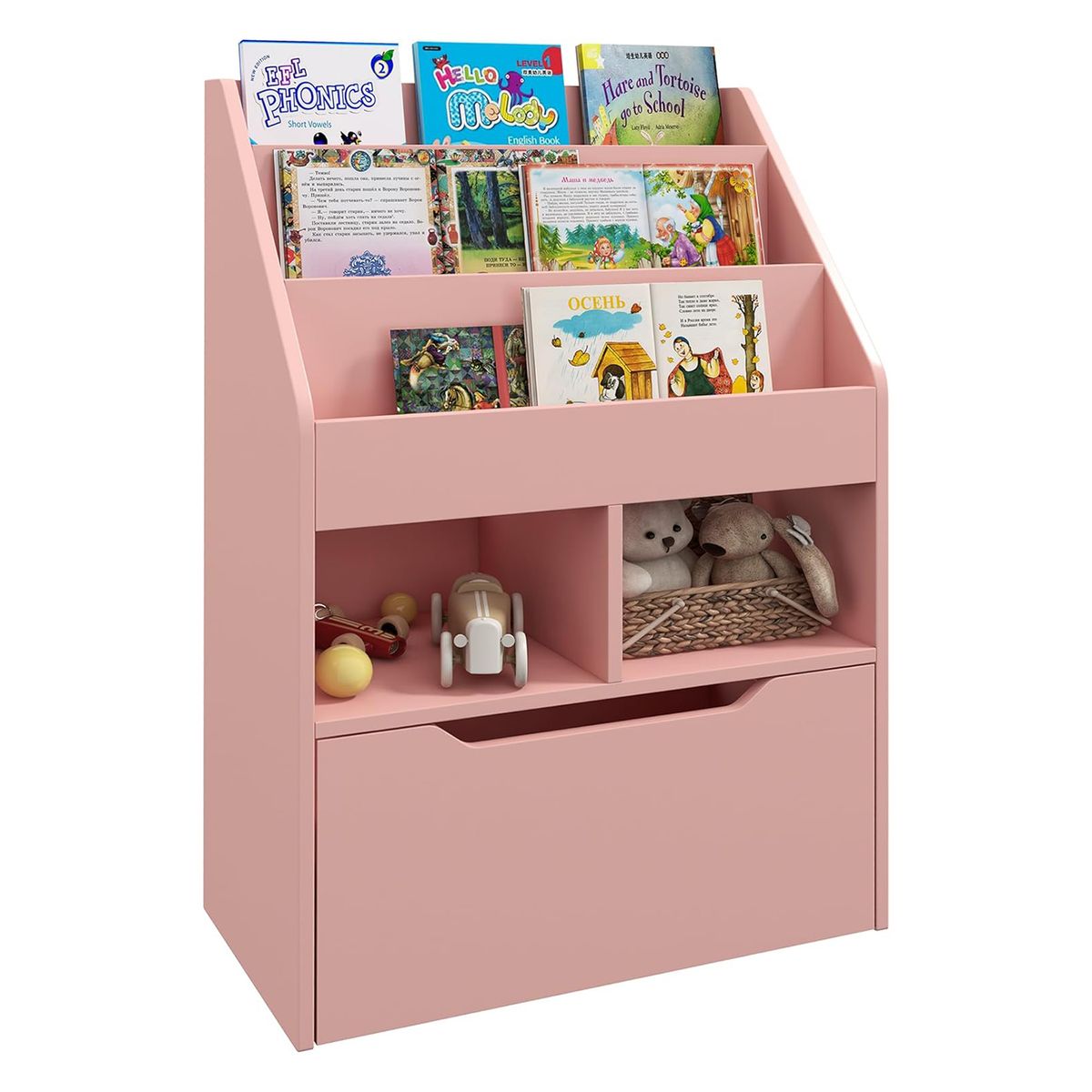 GENERICO - Librero Infantil con Cajon con Ruedas  Aysun Rosado Amore Home