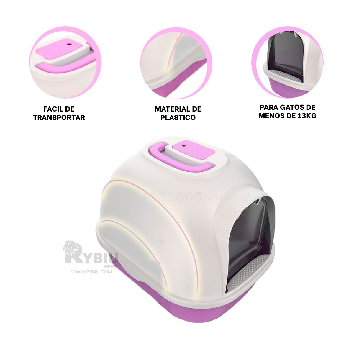 RYBIU IMPORT - Arenero Diseño Cerrado Puerta y Pala de Color Lila