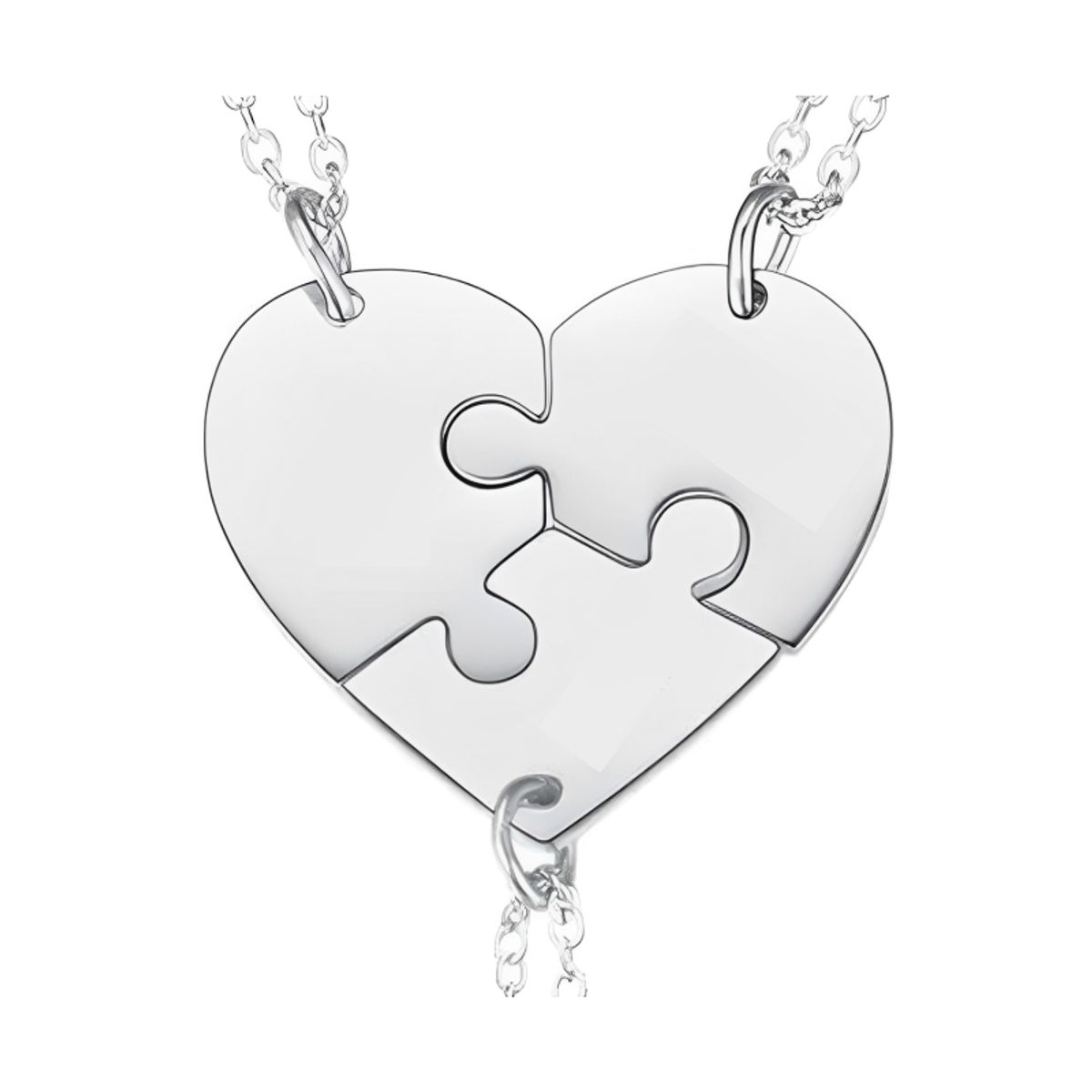 GENERICO - Collar Rompecabezas 3 Piezas Corazón Familia Joya Plata