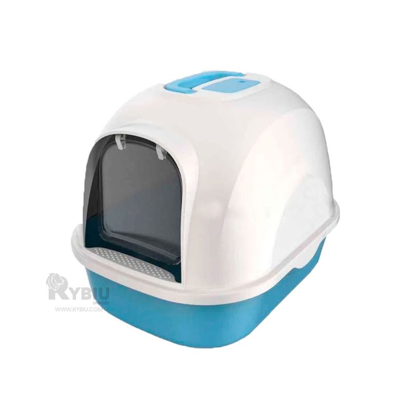 RYBIU IMPORT - Arenero de Diseño Cerrado para Gato de Color Celeste