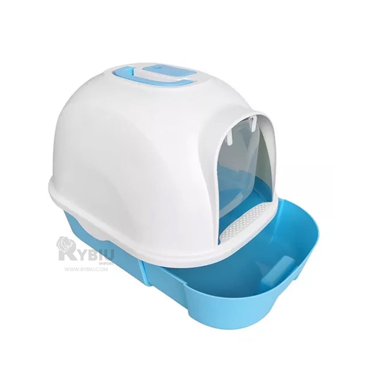 RYBIU IMPORT - Arenero de Diseño Cerrado para Gato de Color Celeste