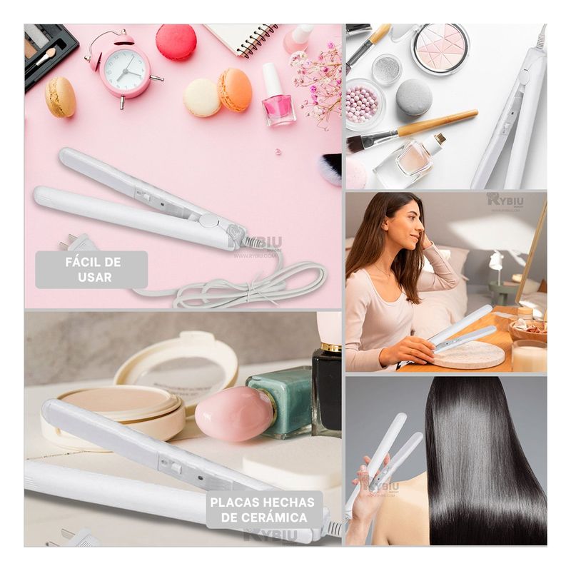 RYBIU IMPORT - Alisador con Regulador Mini en Blanco Y+Regalo Stickers