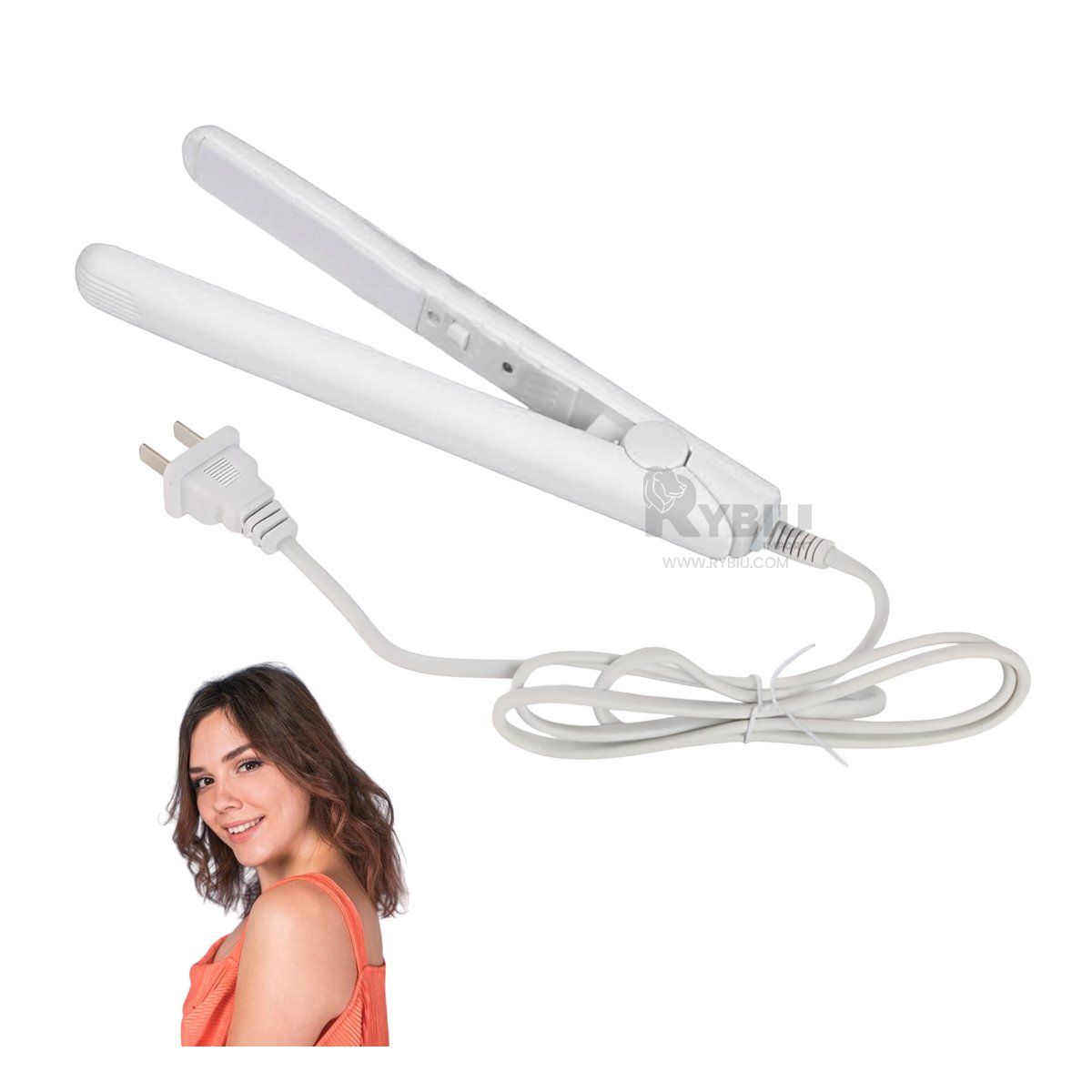 RYBIU IMPORT - Alisador Pequeño Compacto en Blanco Y+Envoltorio de Regalo