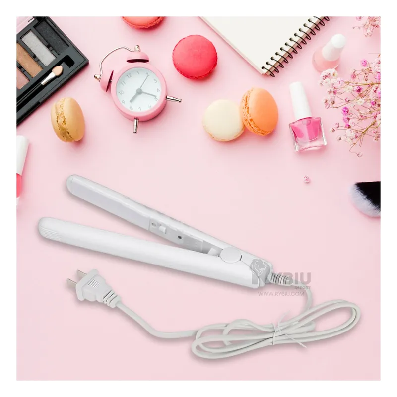 RYBIU IMPORT - Plancha Portatil Mini de Cabello Blanco Y+Papel de Regalo