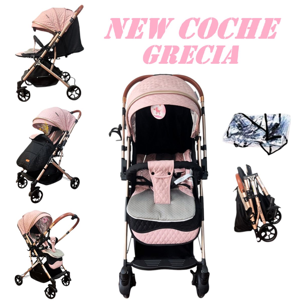 VOYAGE - Nuevo Coche Maleta Reversible Grecia -Rosa