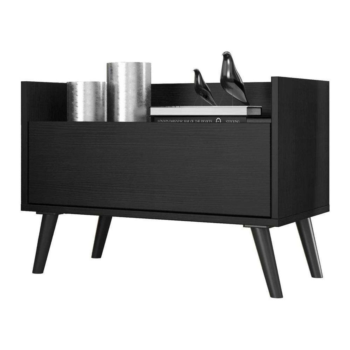 TU MESITA - Mesa de Noche funcional 1 cajón Lázaro color Negro TU MESITA