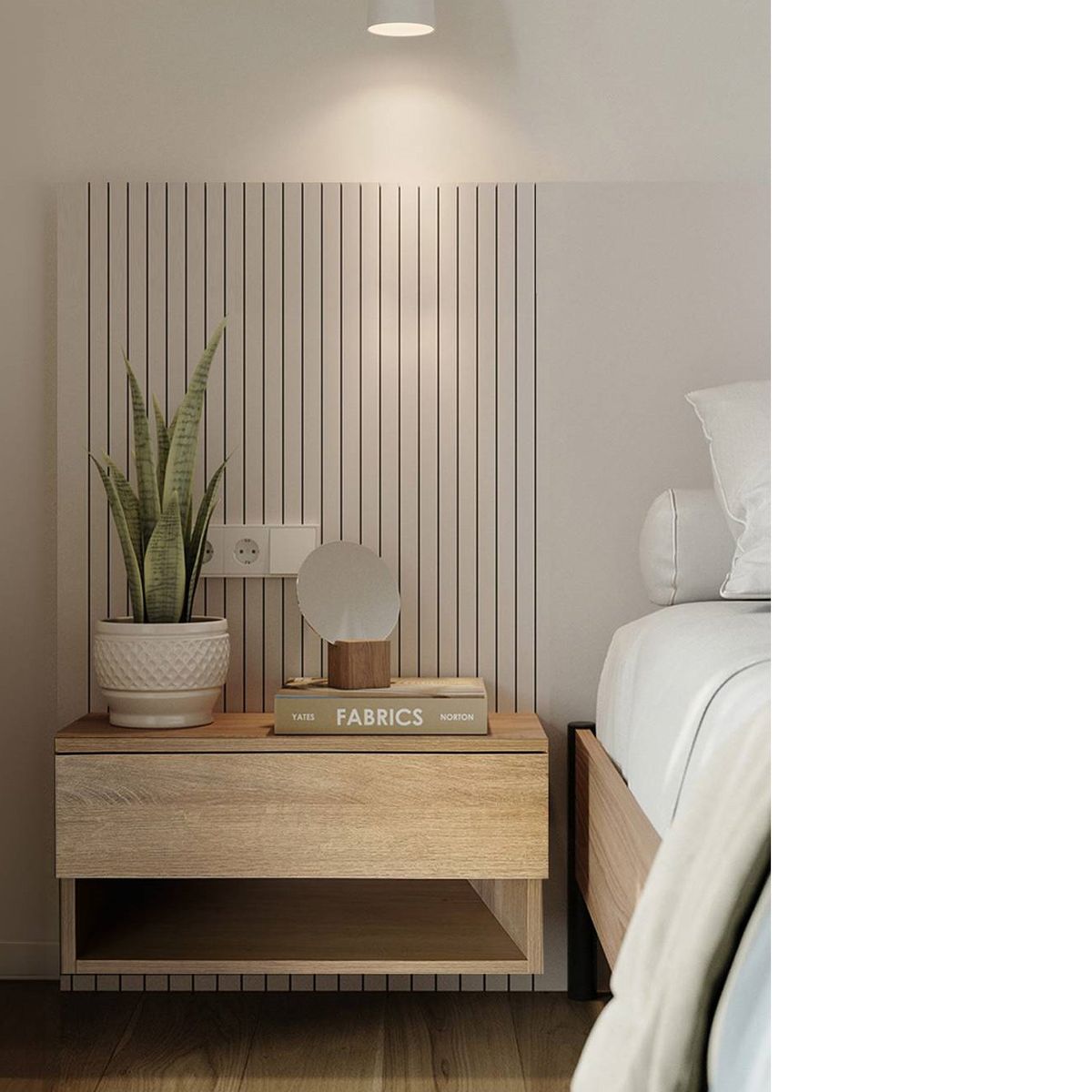 TU MESITA - Velador Moderno Flotante 1 cajón Mike color Haya TU MESITA